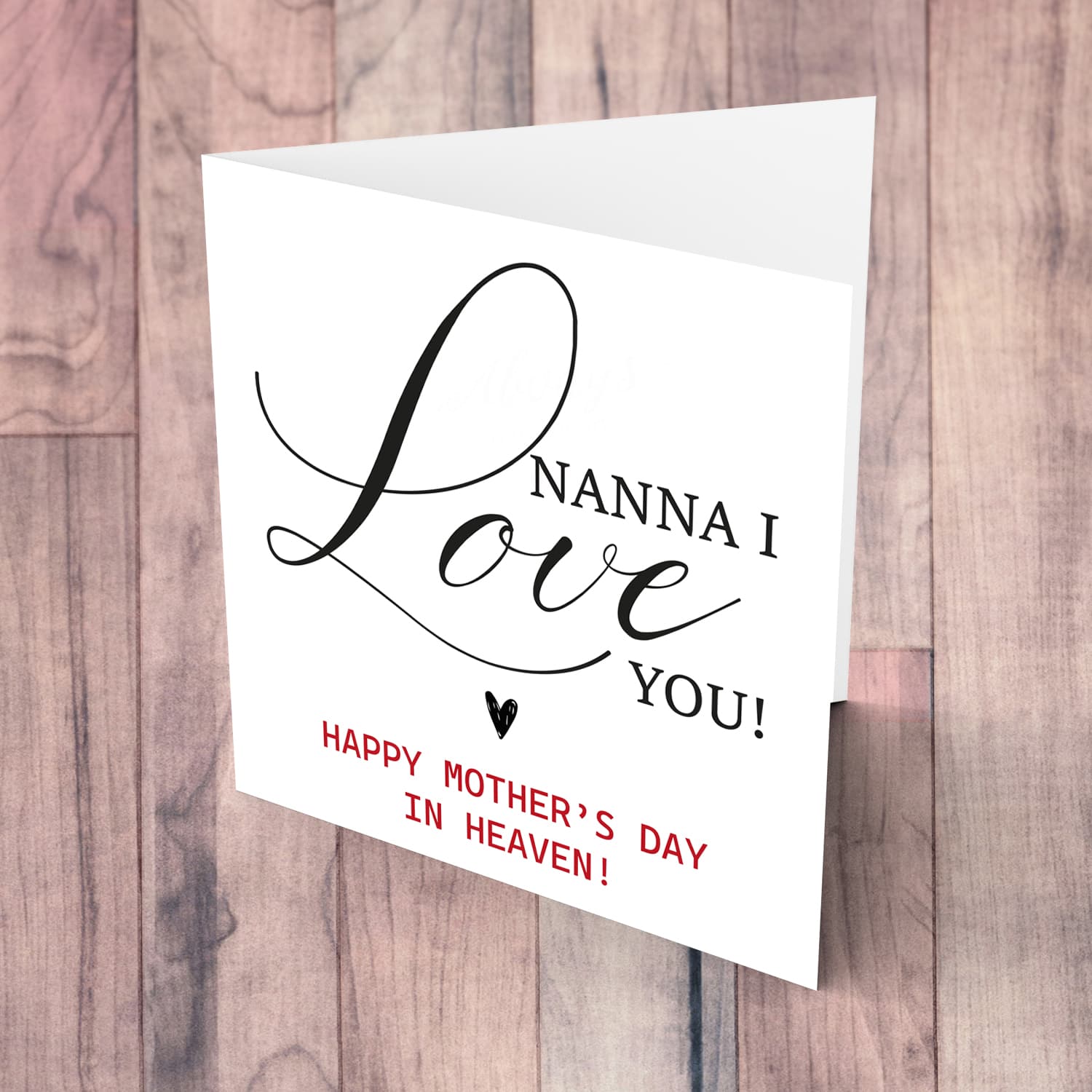 Minimalist mother's day card in Heaven for Grandma in English 