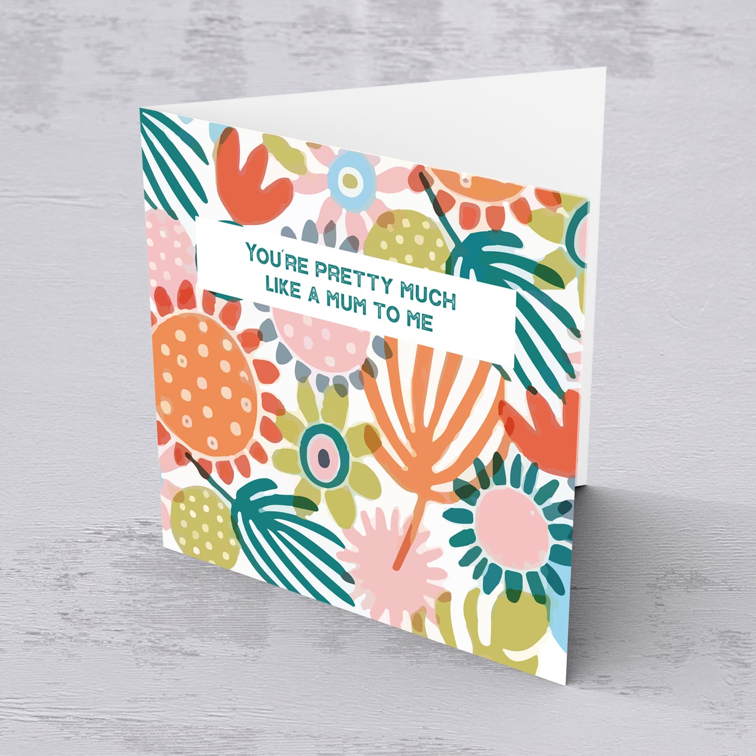 Colourful Flowery background Mother's Day card in English