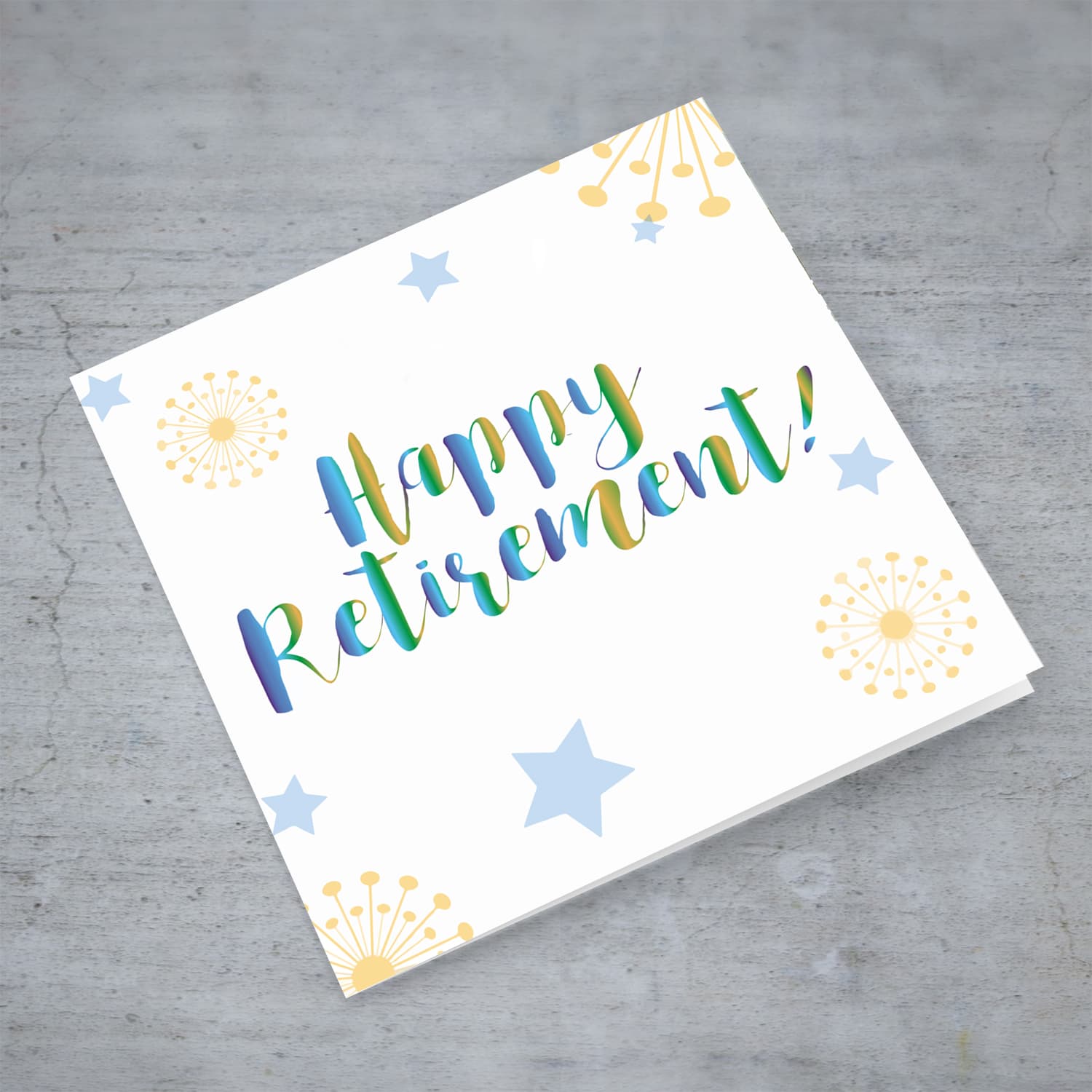 Colourful text Happy Retirement card with fireworks in English