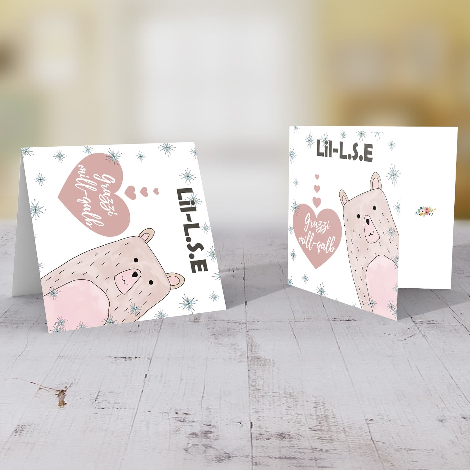 Bear themed thank you card for LSE in Maltese