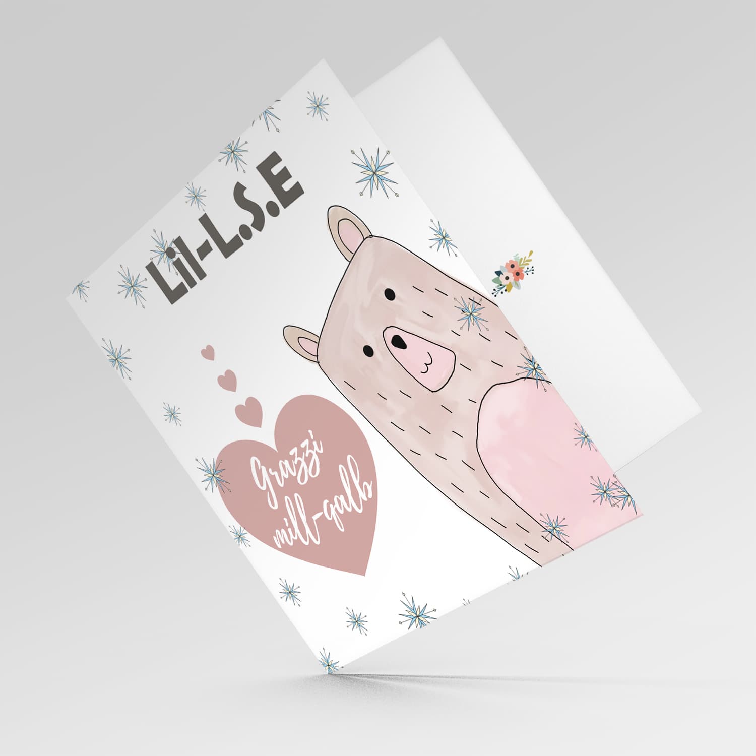 Bear themed thank you card for LSE in Maltese