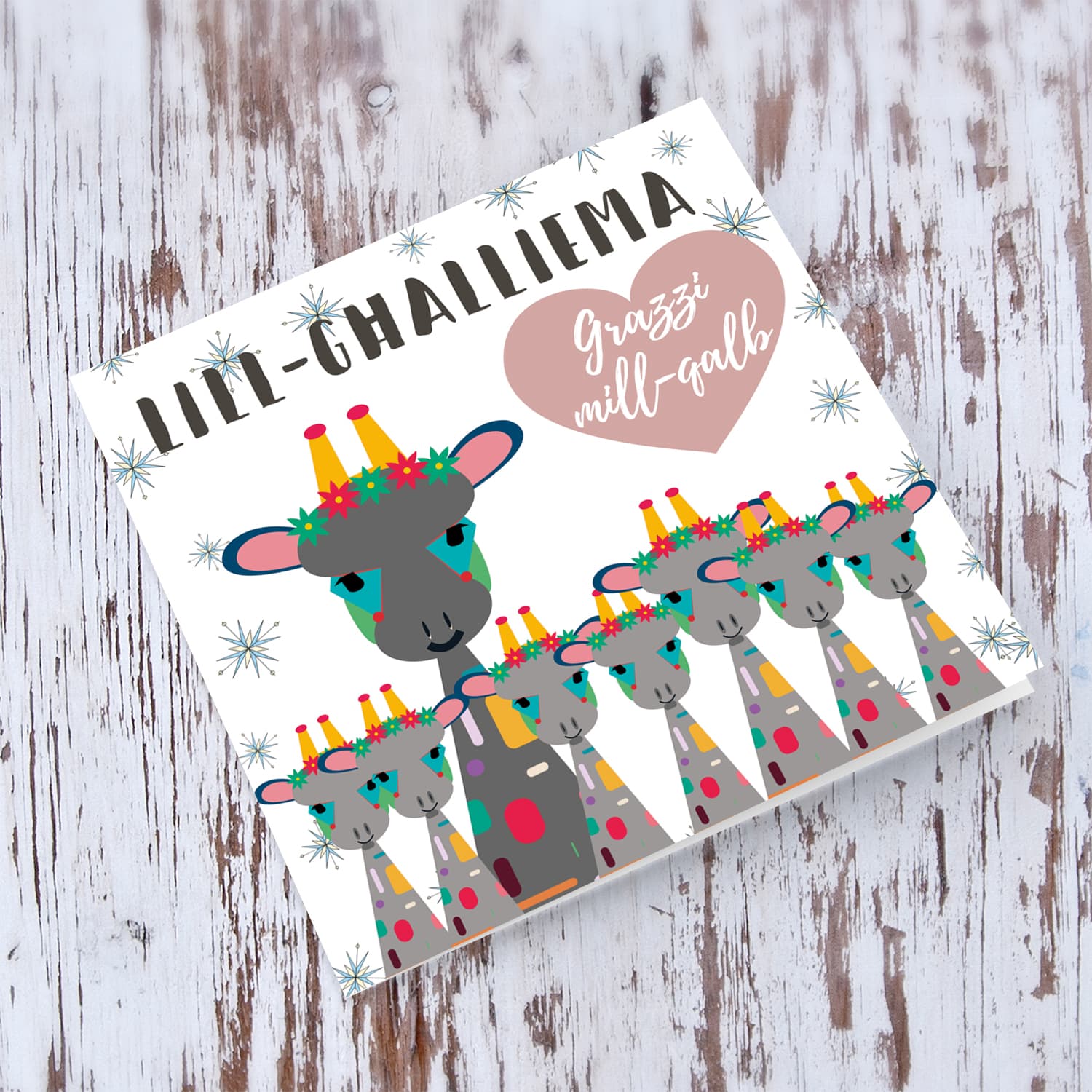 Giraffe themed thank you card for teachers in Maltese