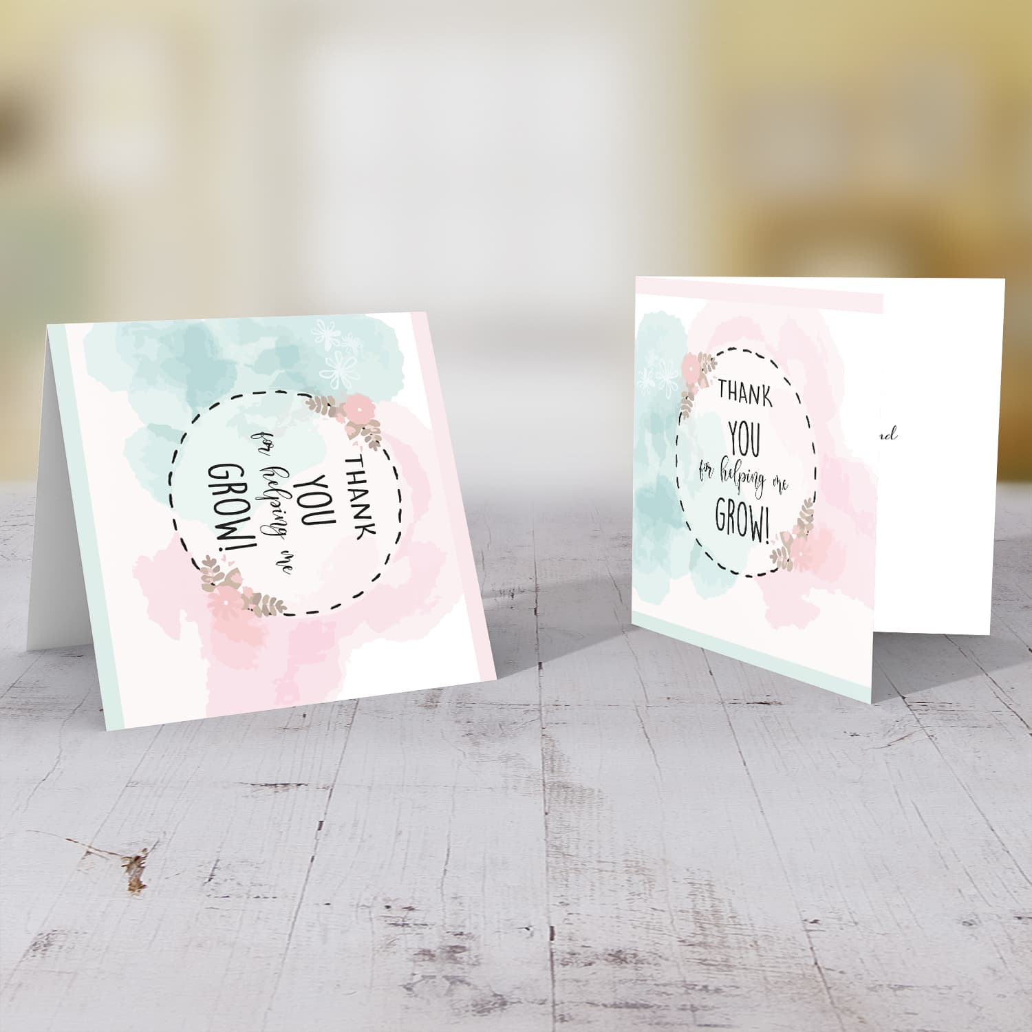 Pastel Coloured background thank you card for carer in English