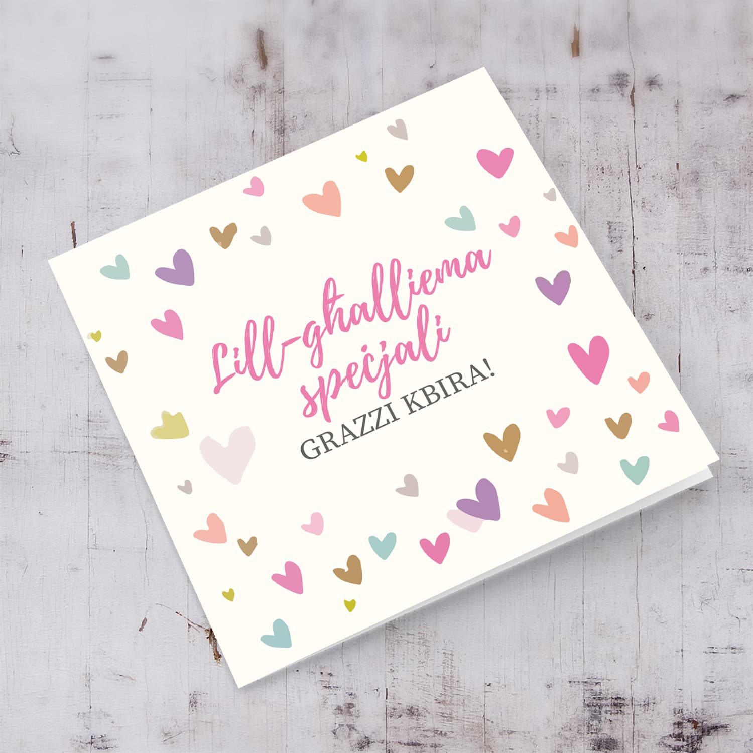 Colourful thank you card for teacher in Maltese