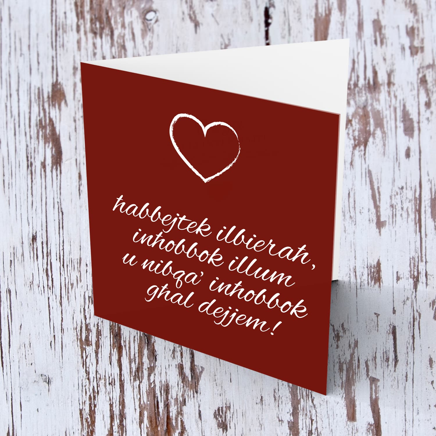 Dark Red Valentine's Card in Maltese