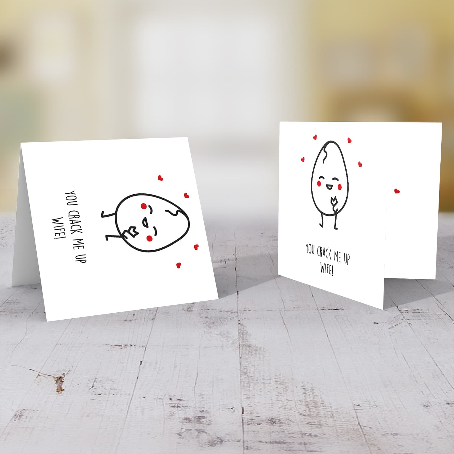 Cracked egg Valentines Card in English for wife
