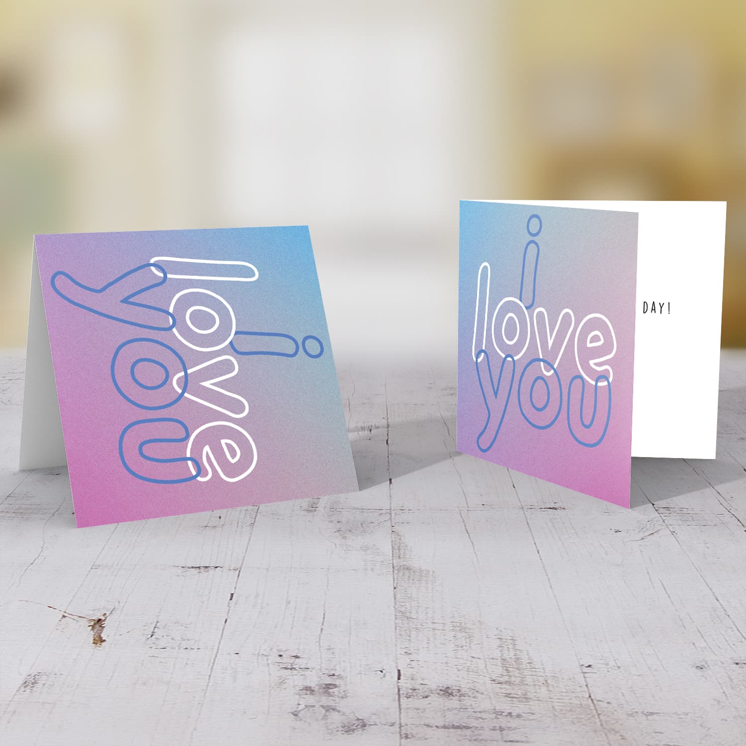 I love you Valentine's Card with blue and pinkish background