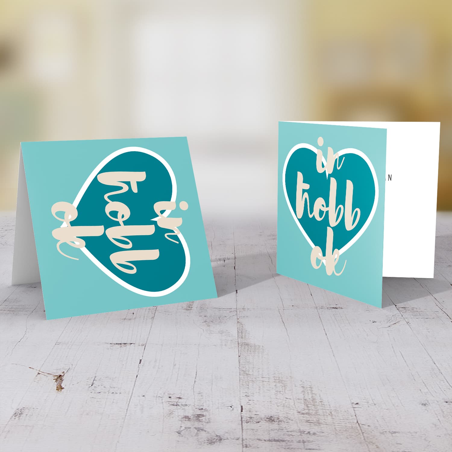 Inħobbok Valentine's Card with turquoise and dark blue colour tones in Maltese