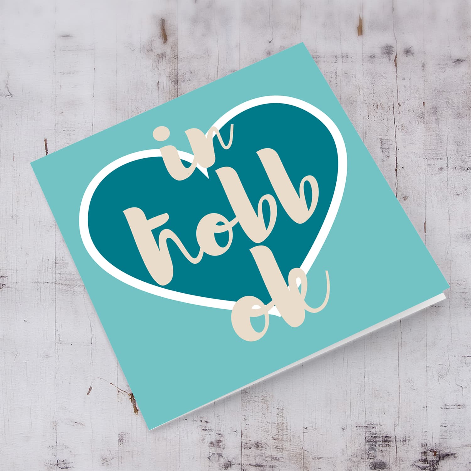 Inħobbok Valentine's Card with turquoise and dark blue colour tones in Maltese