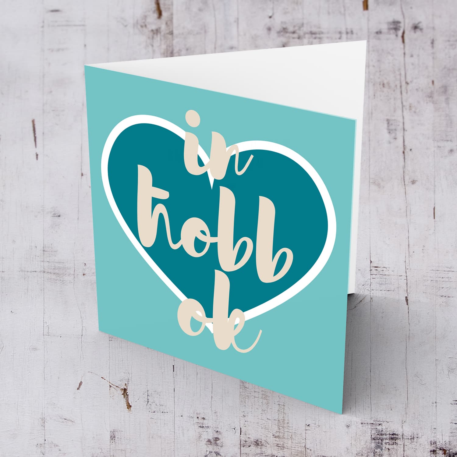 Inħobbok Valentine's Card with turquoise and dark blue colour tones in Maltese