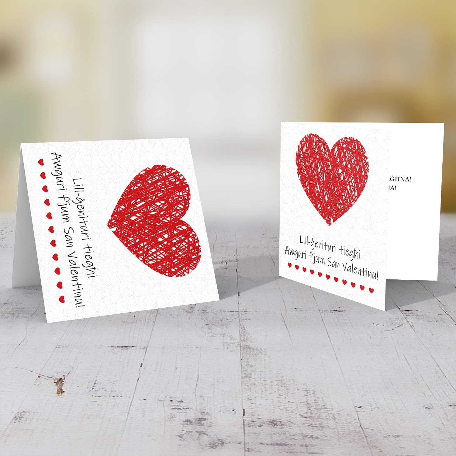Valentine's card for parents with big red heart in Maltese