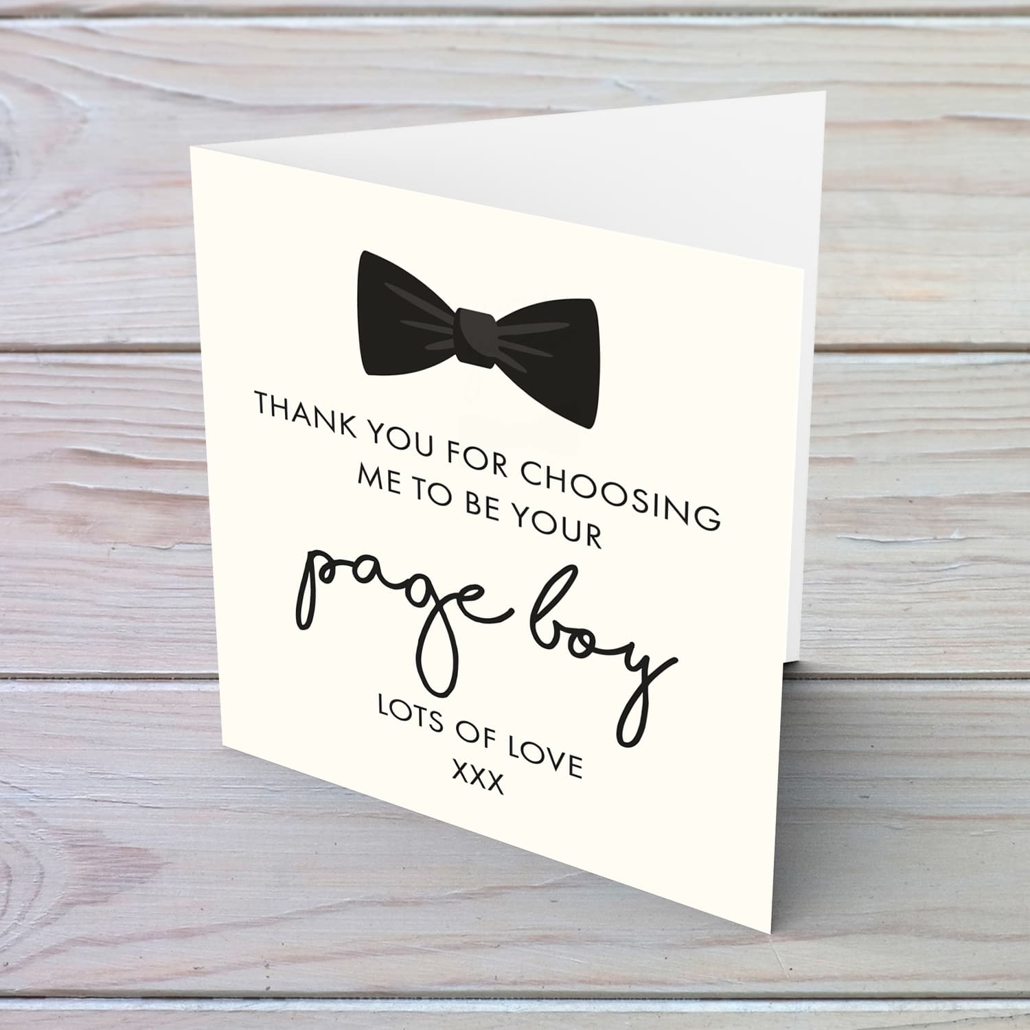 Cute bow pageboy card (from pageboy to couple) Wedding card in English