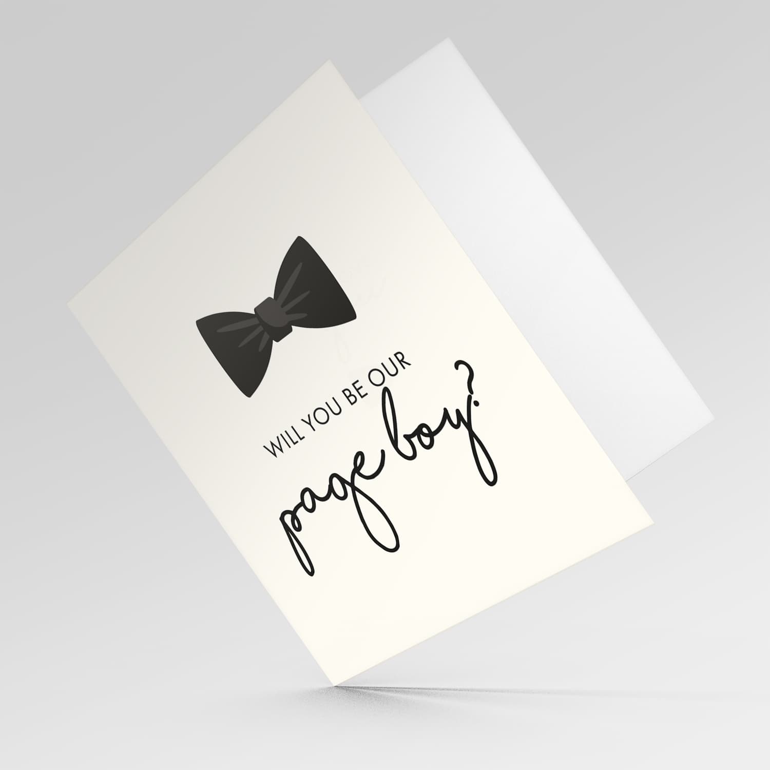 Cute bow themed will you be our page boy in English