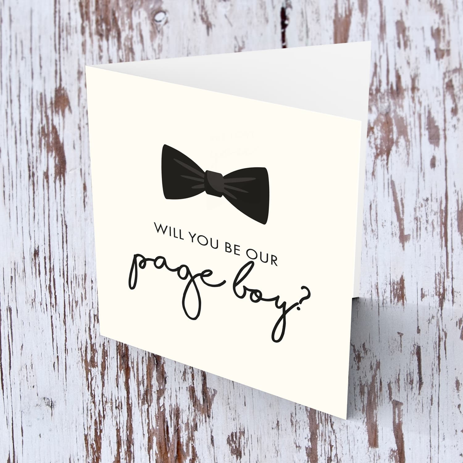 Cute bow themed will you be our page boy in English