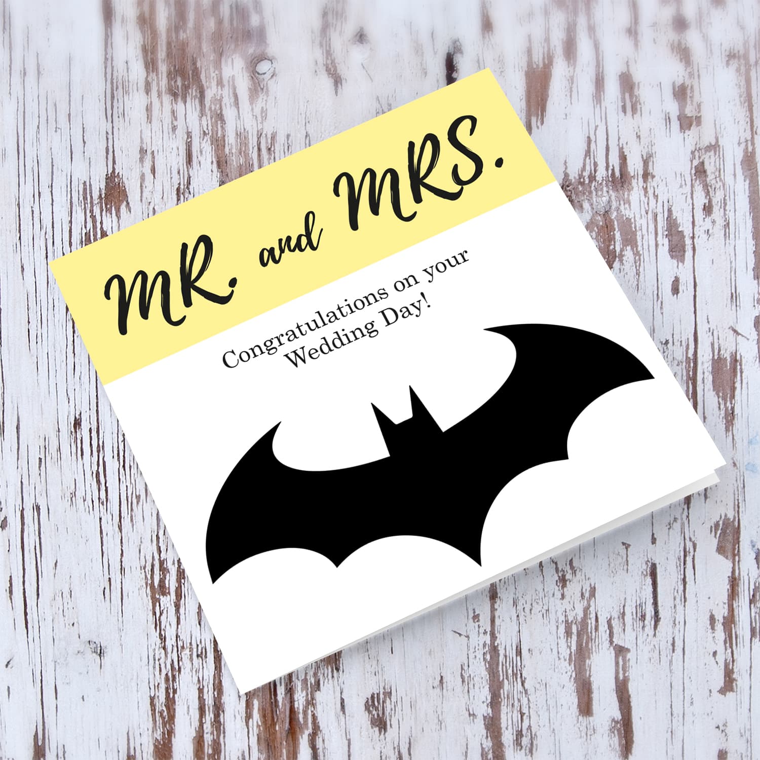 Batman themed wedding card in English