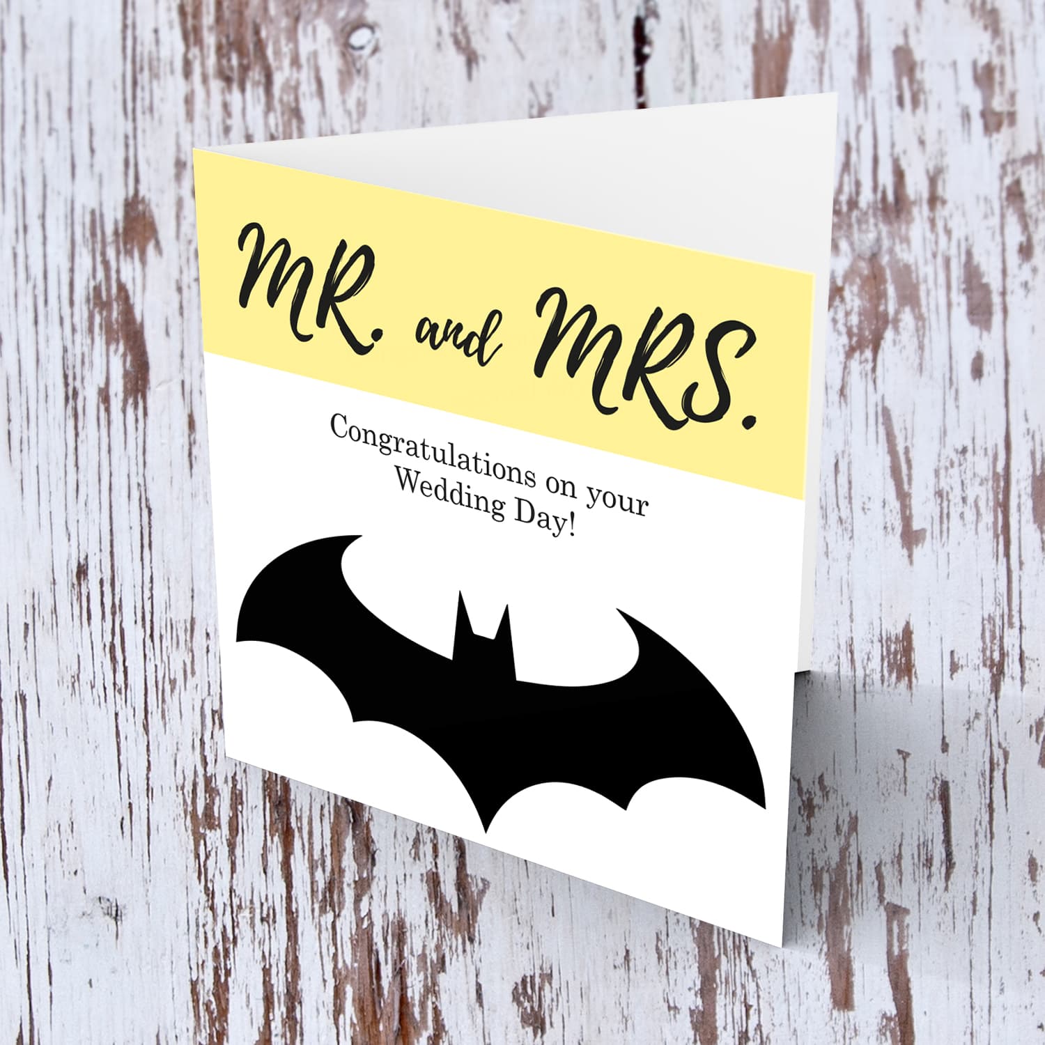 Batman themed wedding card in English