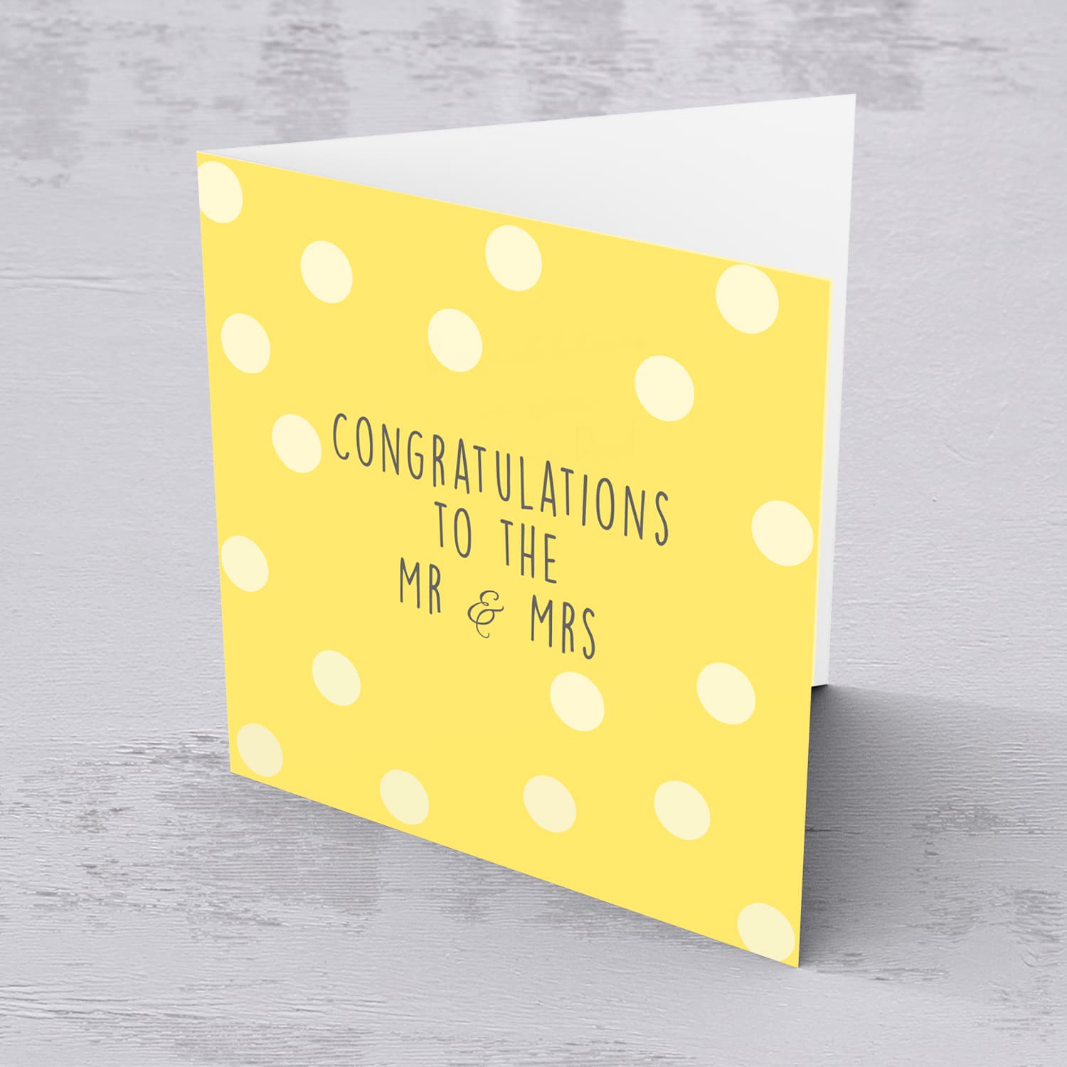 Yellow dotted Wedding Card in English