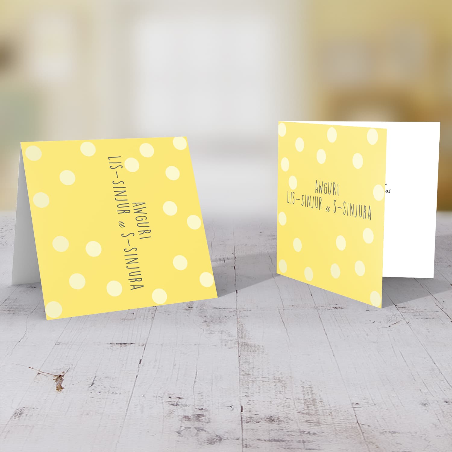 Yellow dotted Wedding Card in Maltese
