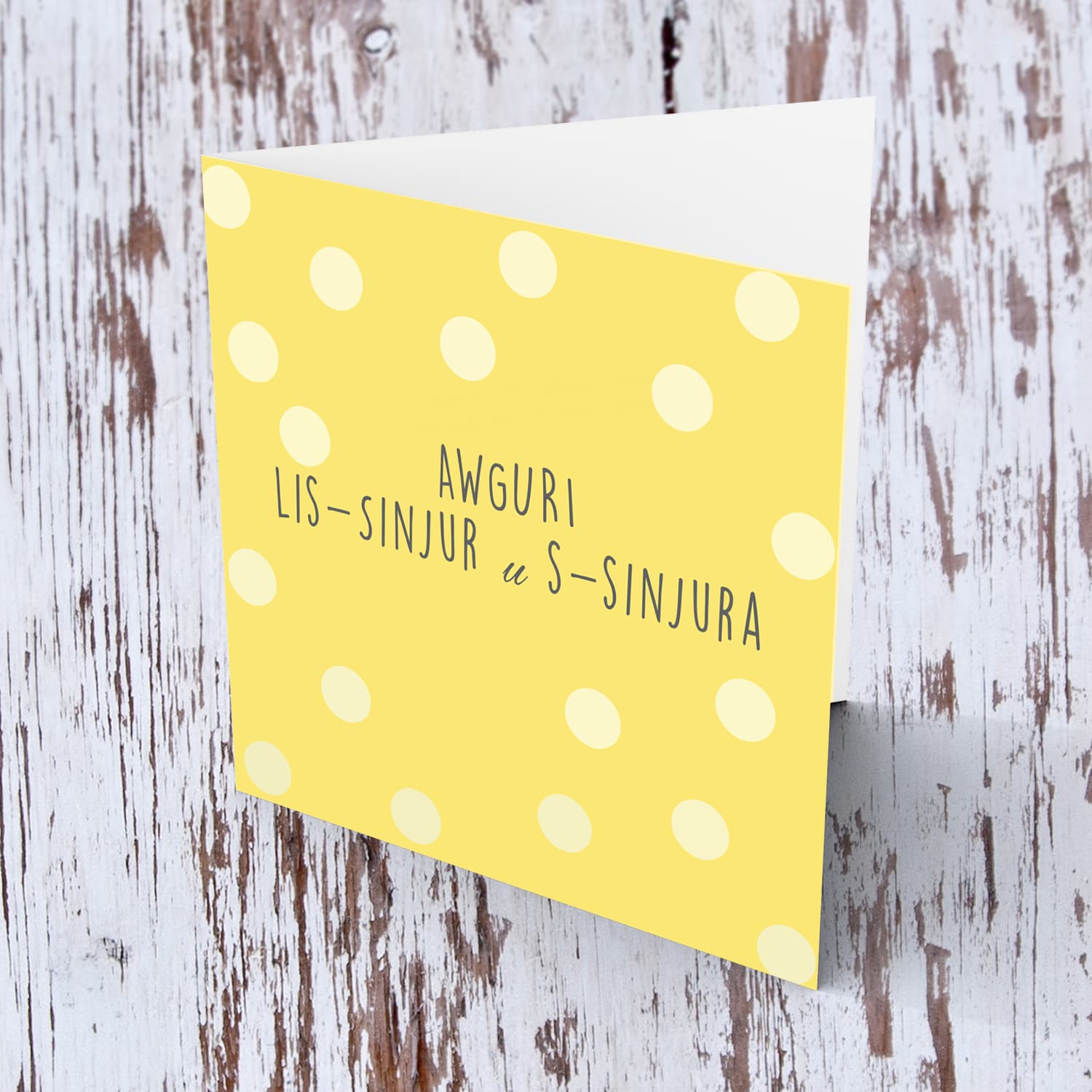 Yellow dotted Wedding Card in Maltese