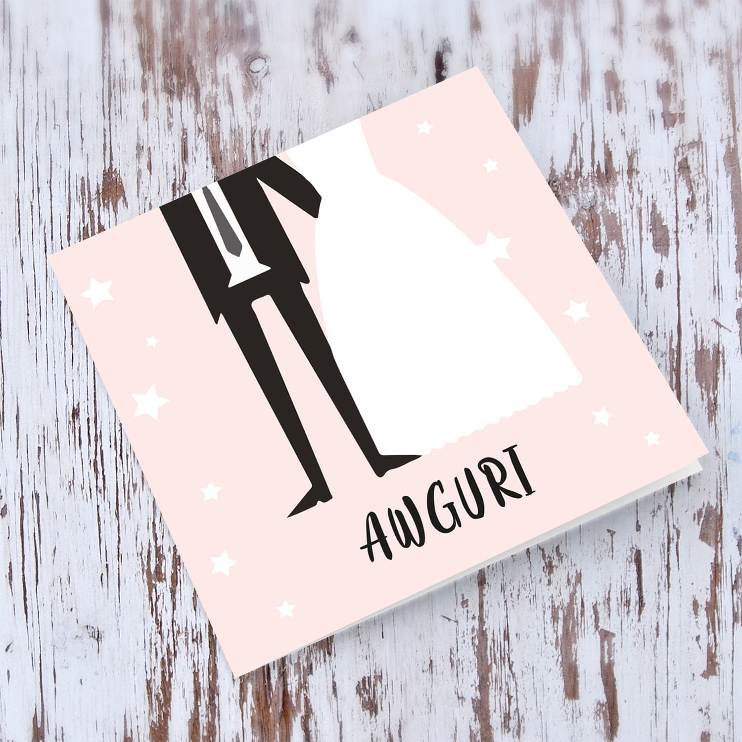 Pink background with the bride and groom Wedding Card in Maltese