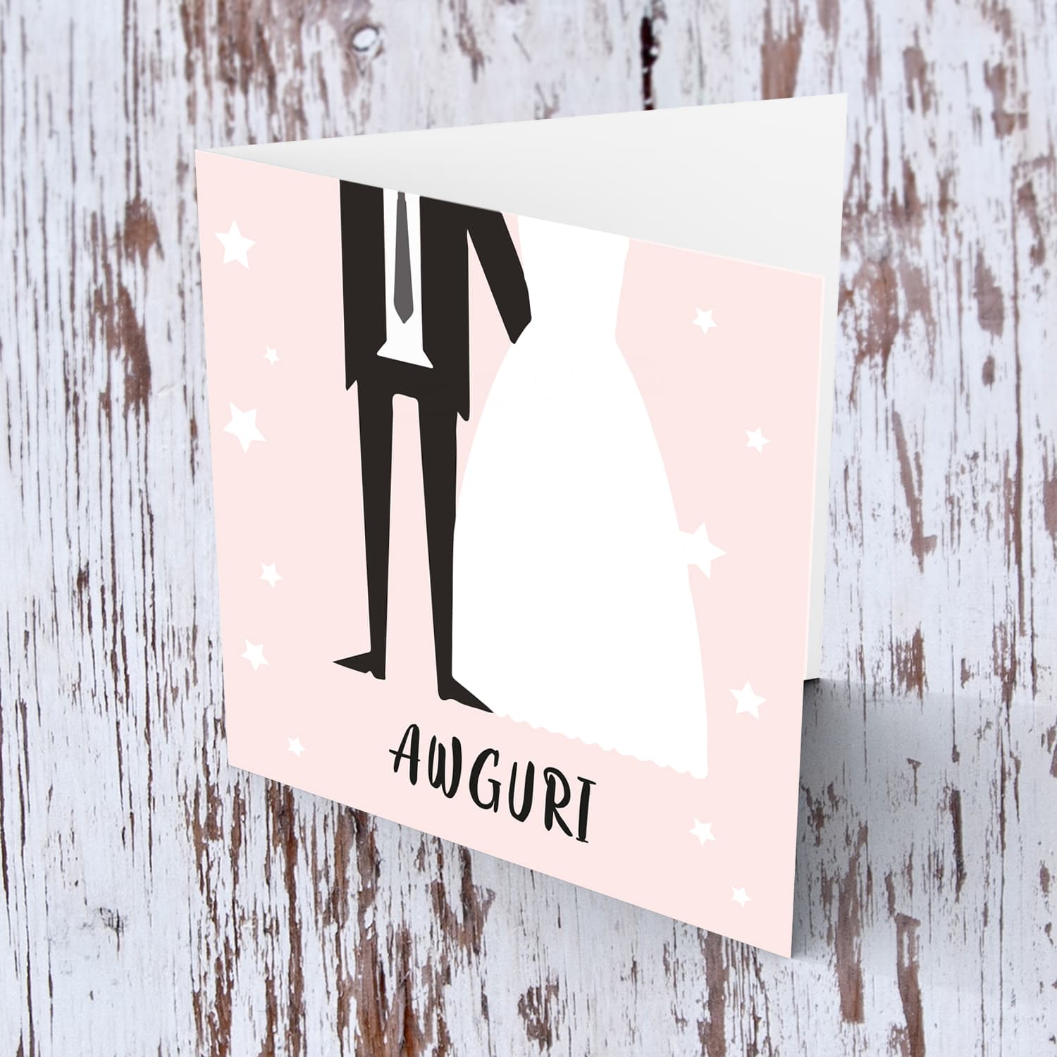 Pink background with the bride and groom Wedding Card in Maltese