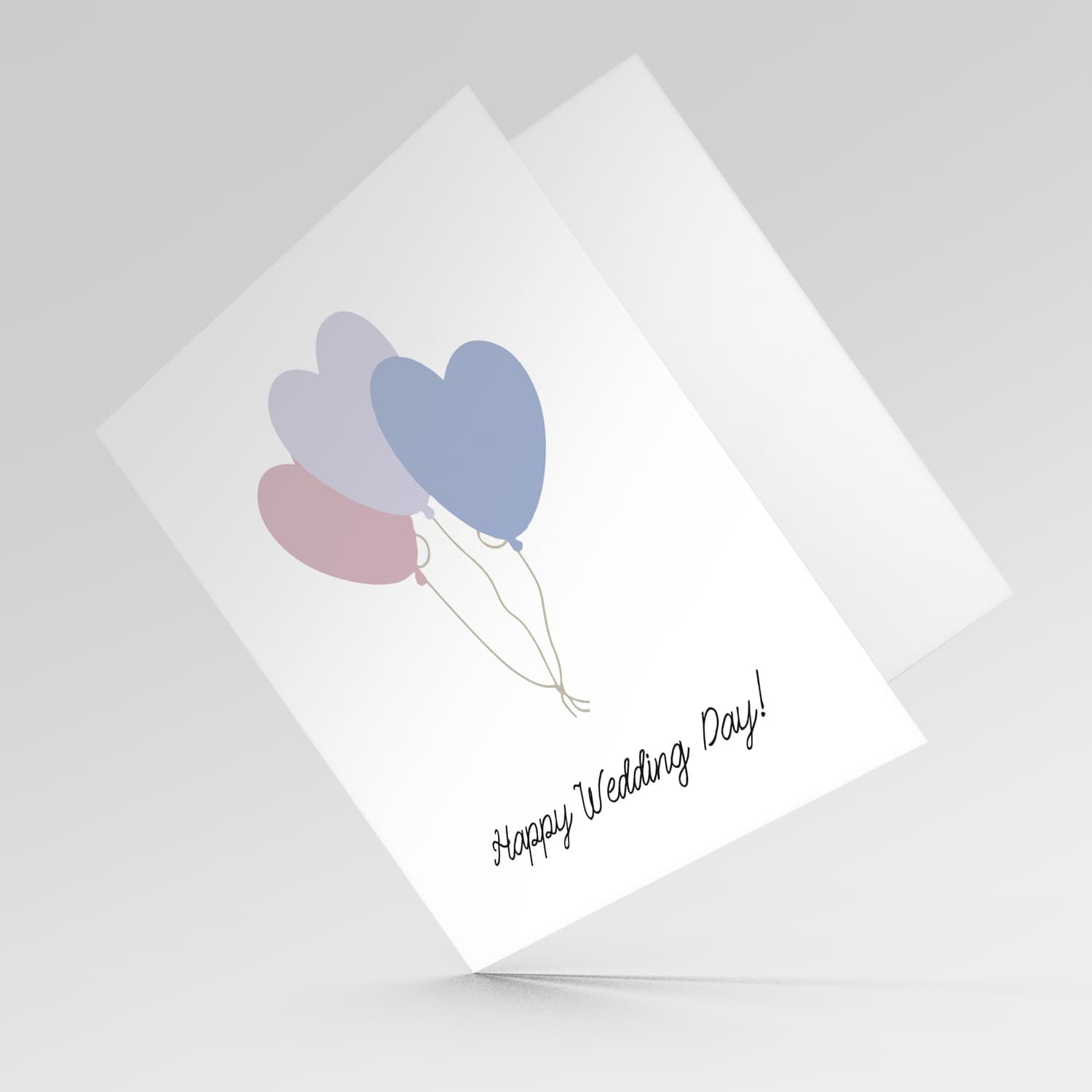 Balloon themed wedding card in pastel colours in English