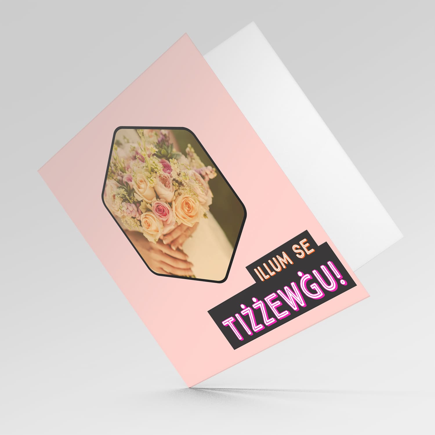 It's your wedding day card with flower bouquet in Maltese