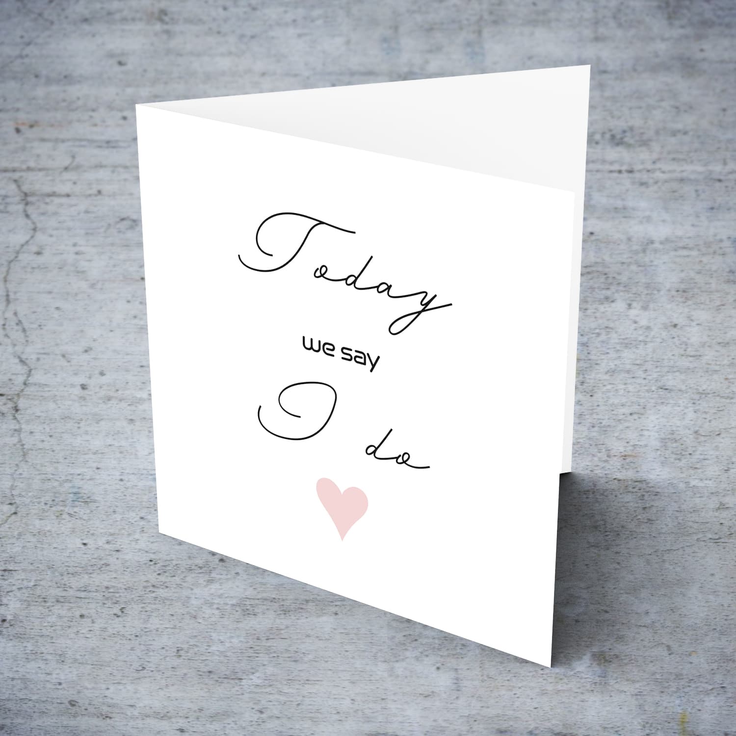 Minimalist wedding card with pink heart for wife / husband to be on Wedding Day in English