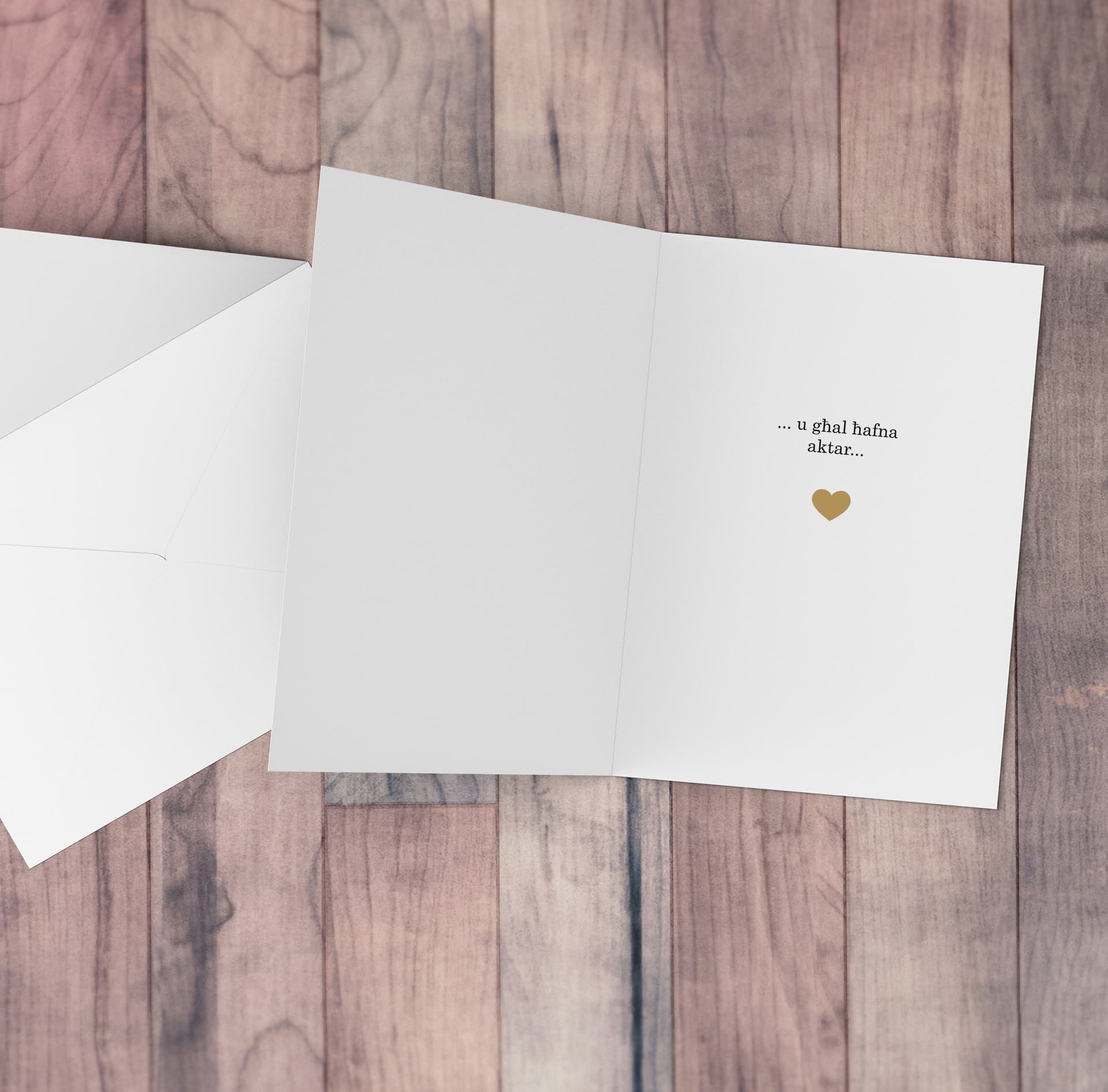 An A5 50th Wedding Anniversary card for parents with golden leaves border in Maltese