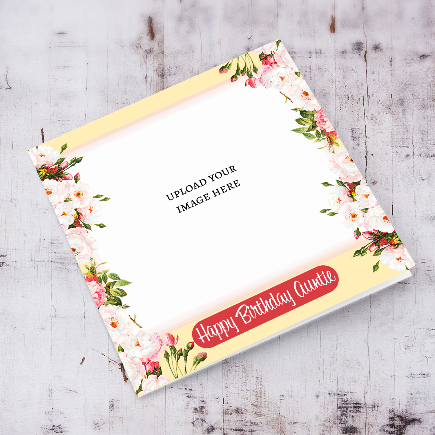 Floral themed photo birthday card for Auntie in English