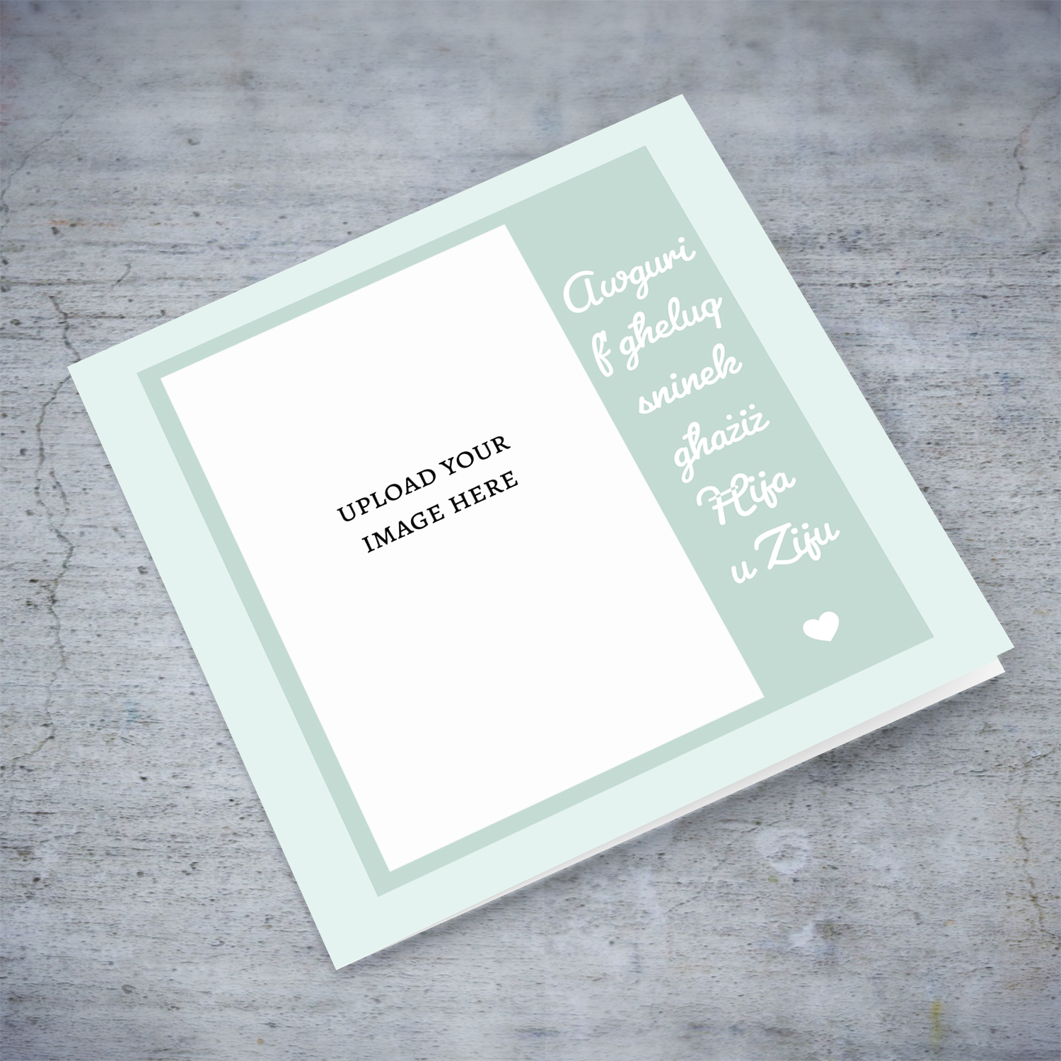 A photo card for Brother and Uncle in shades of green with white text in Maltese