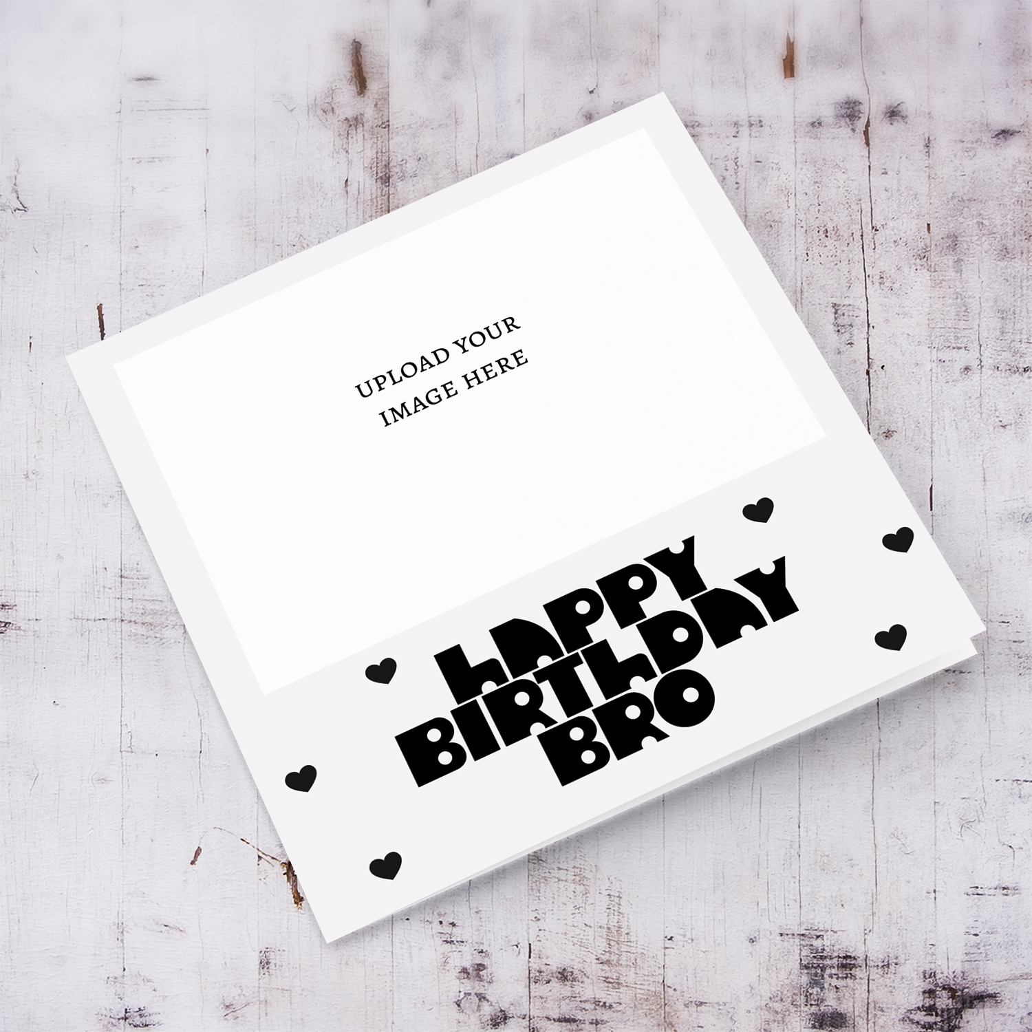 A cool font monochrome photo birthday card for bro / friend in a light gray background and black text in English