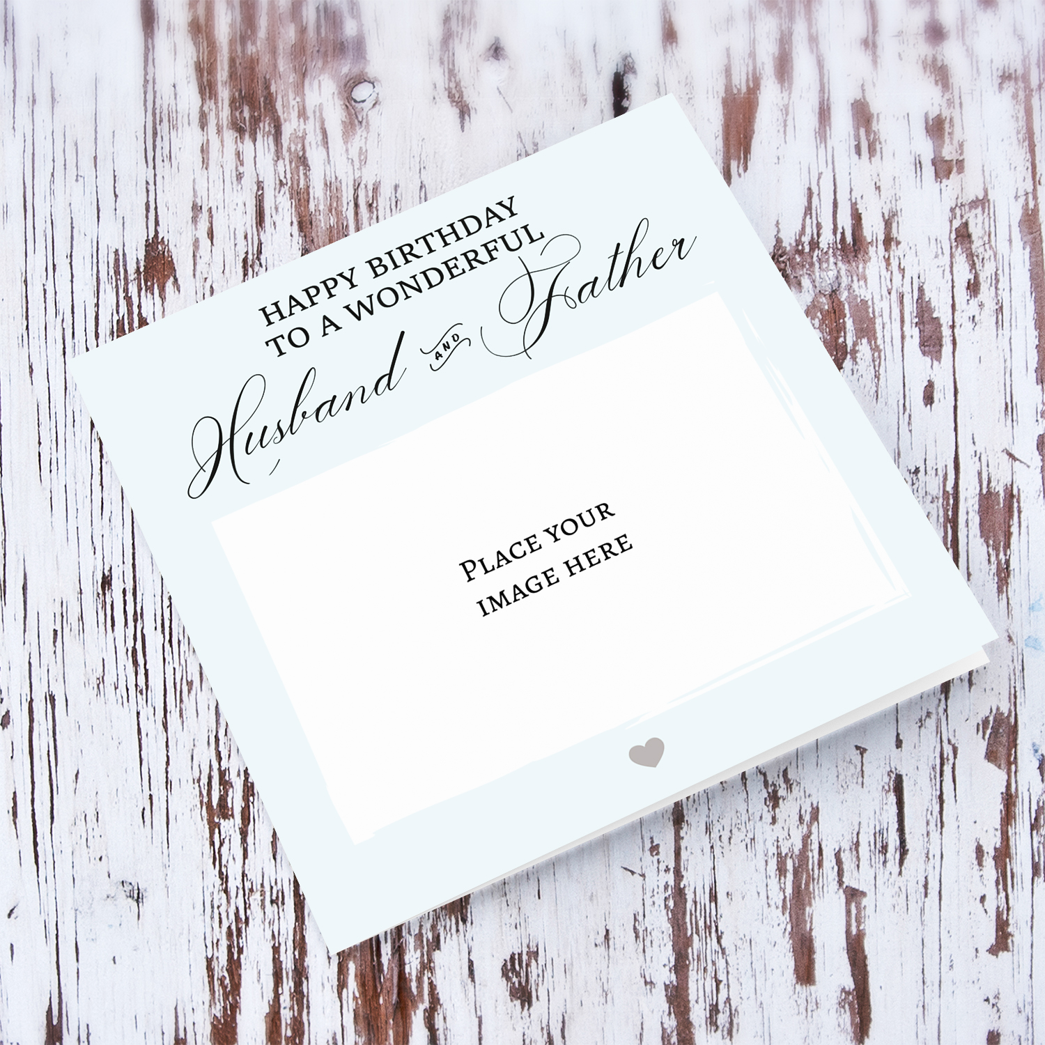 Light blue background elegant photo birthday card for a wonderful Dad / Father & Husband in English