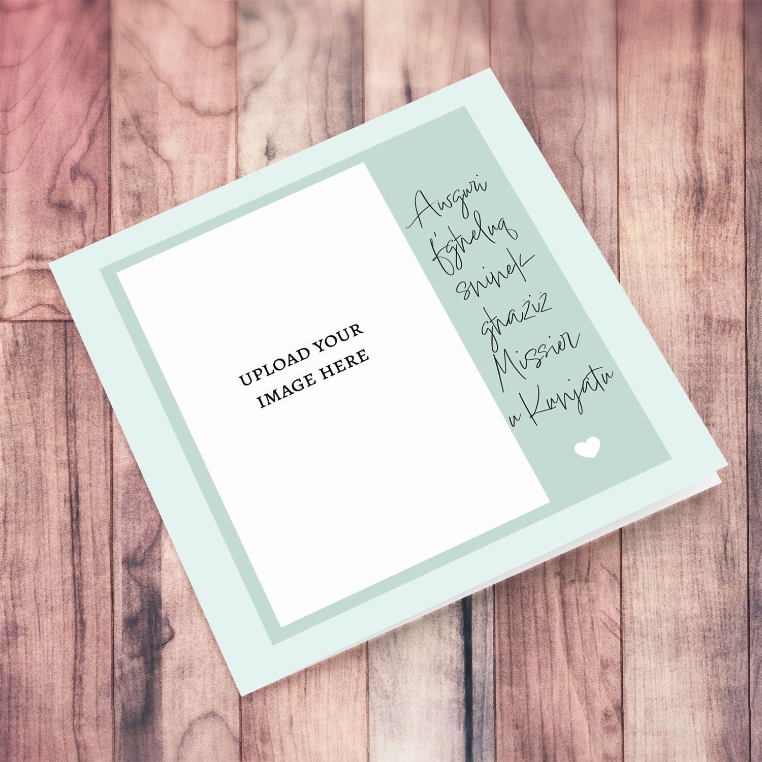 A photo card for dad and father-in-law in shades of green with white text in Maltese