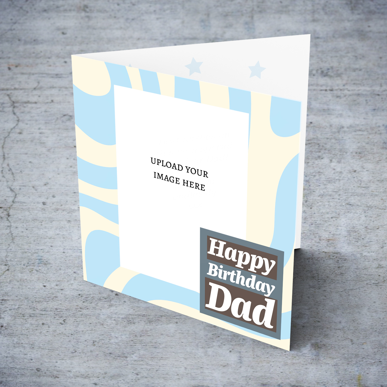 Light blue waves photo birthday card for Dad in English 