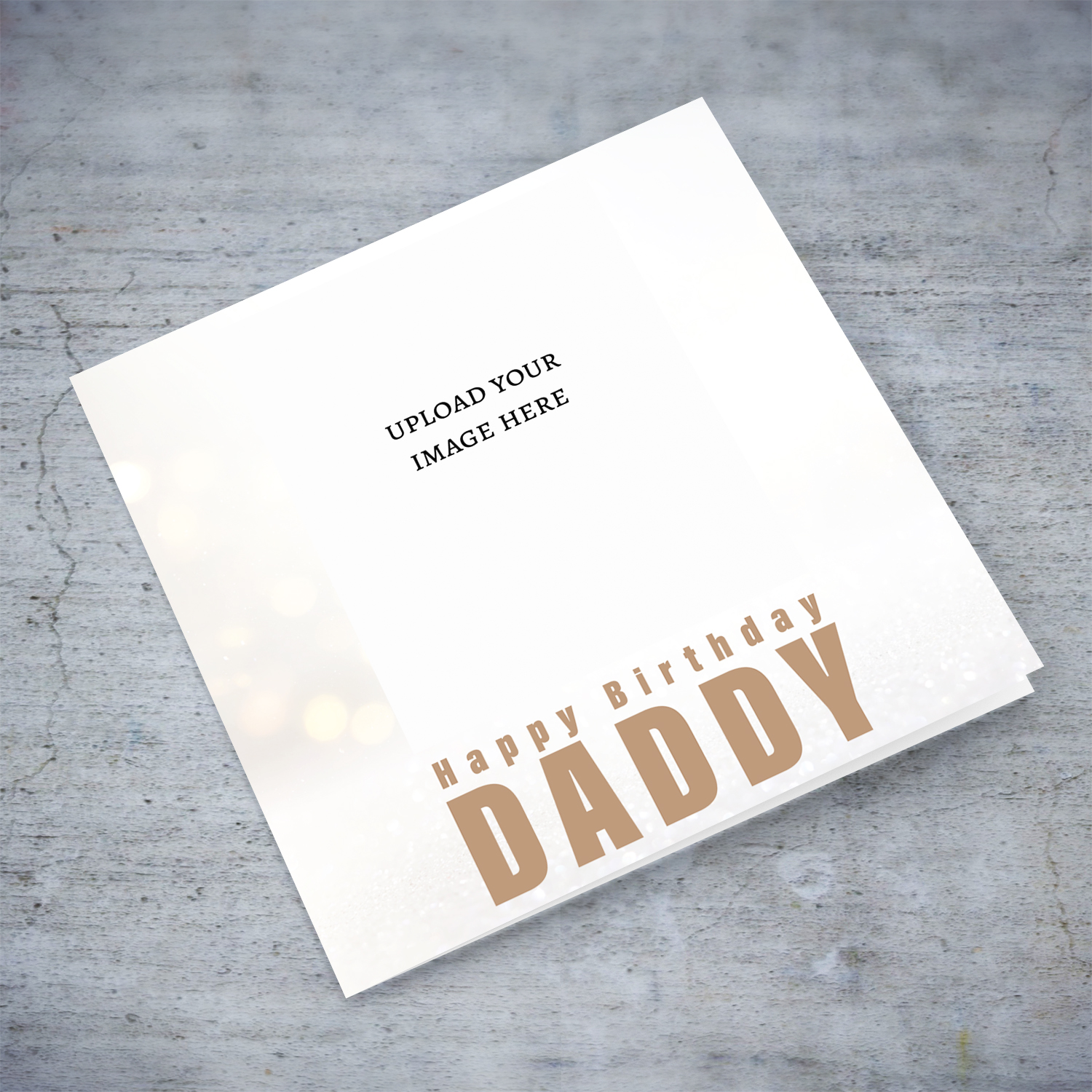 A photo birthday card for daddy in a light background with bokeh effect in English
