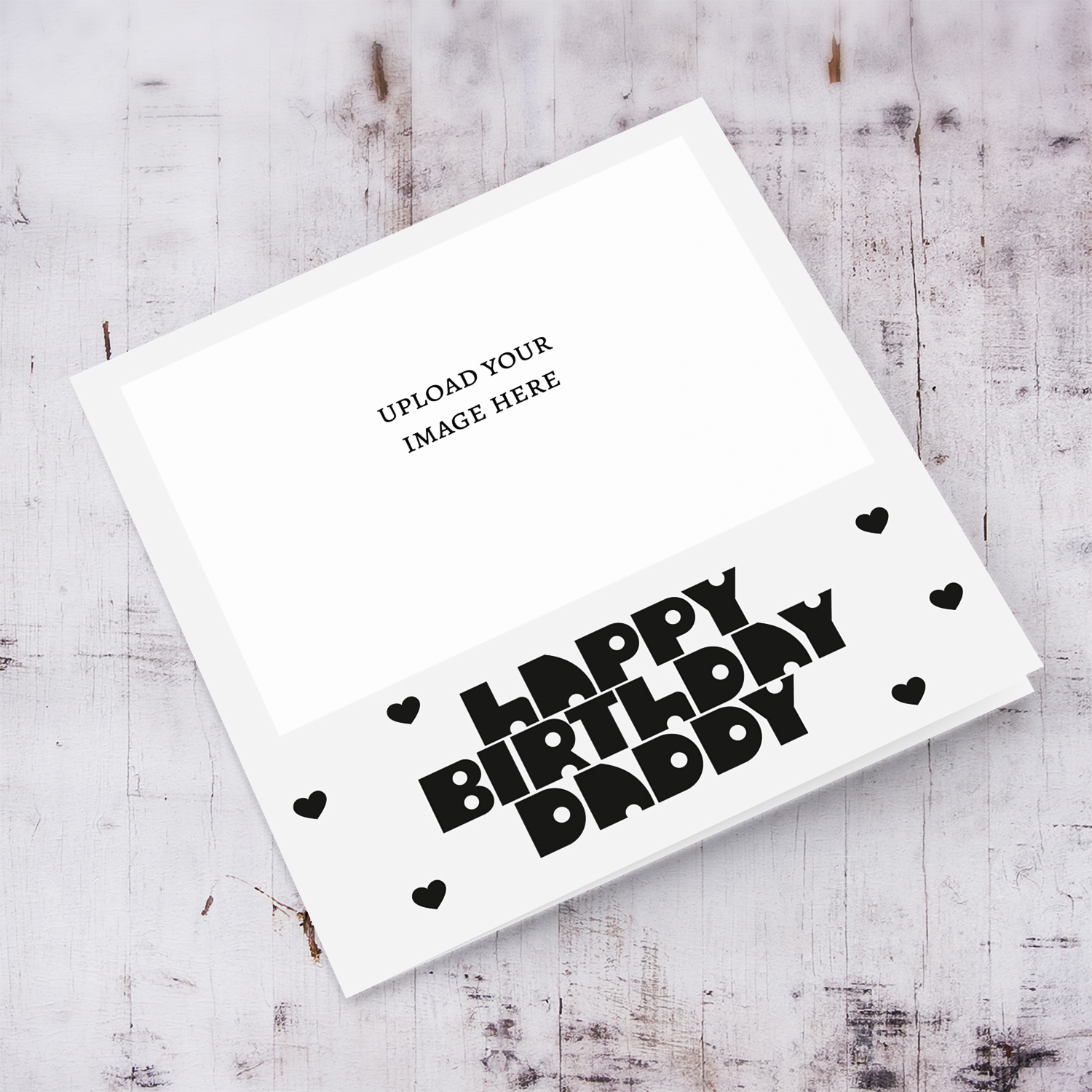 A cool font monochrome photo birthday card for daddy in a light gray background and black text in English