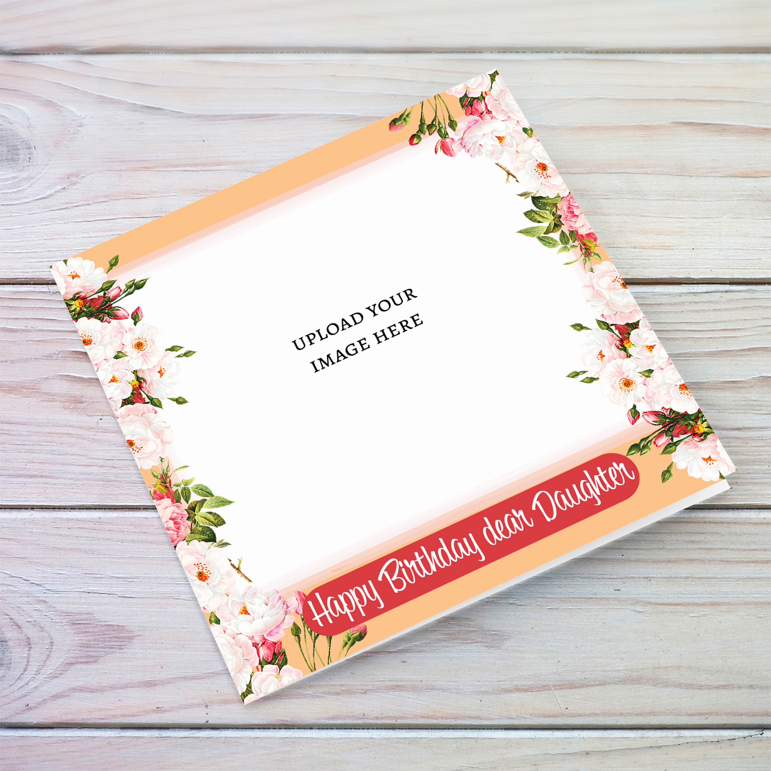 Floral themed photo birthday card for Daughter in English