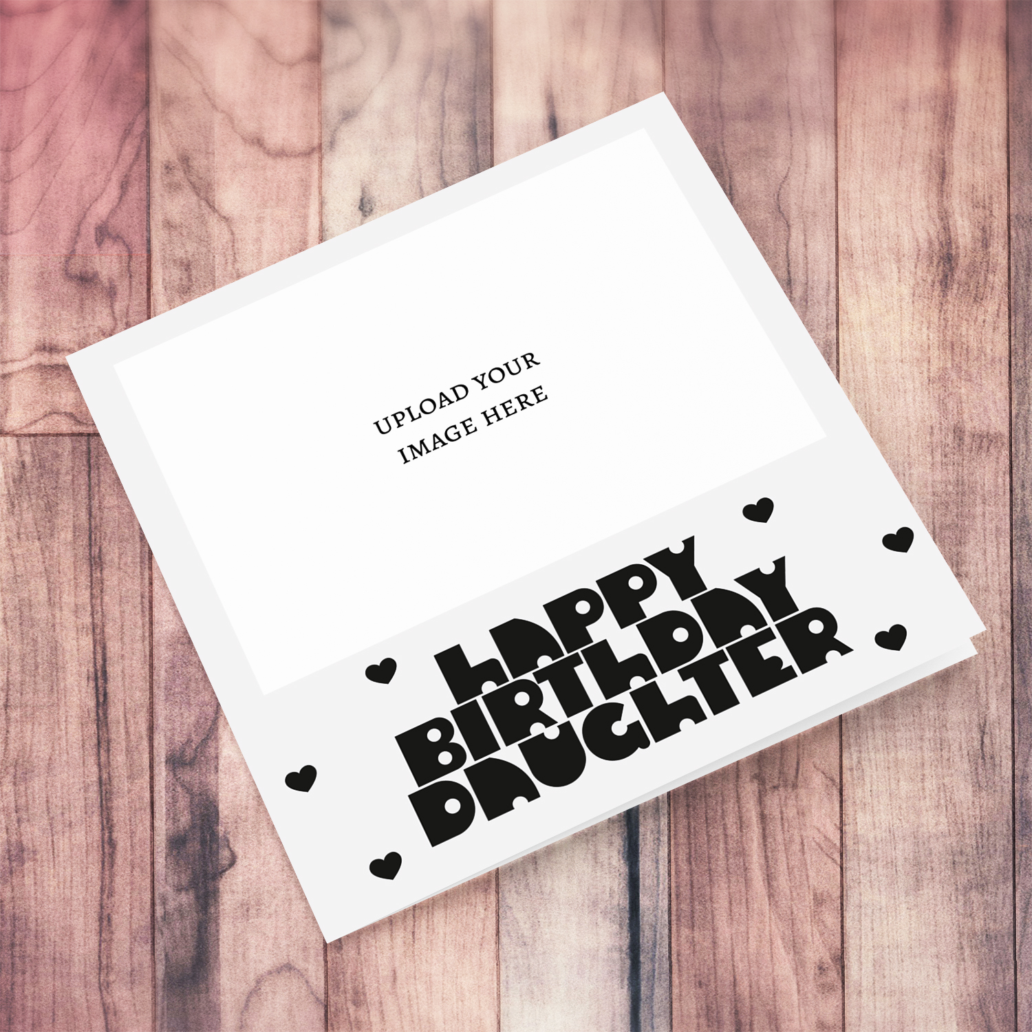 A cool font monochrome photo birthday card for daughter in a light gray background and black text in English