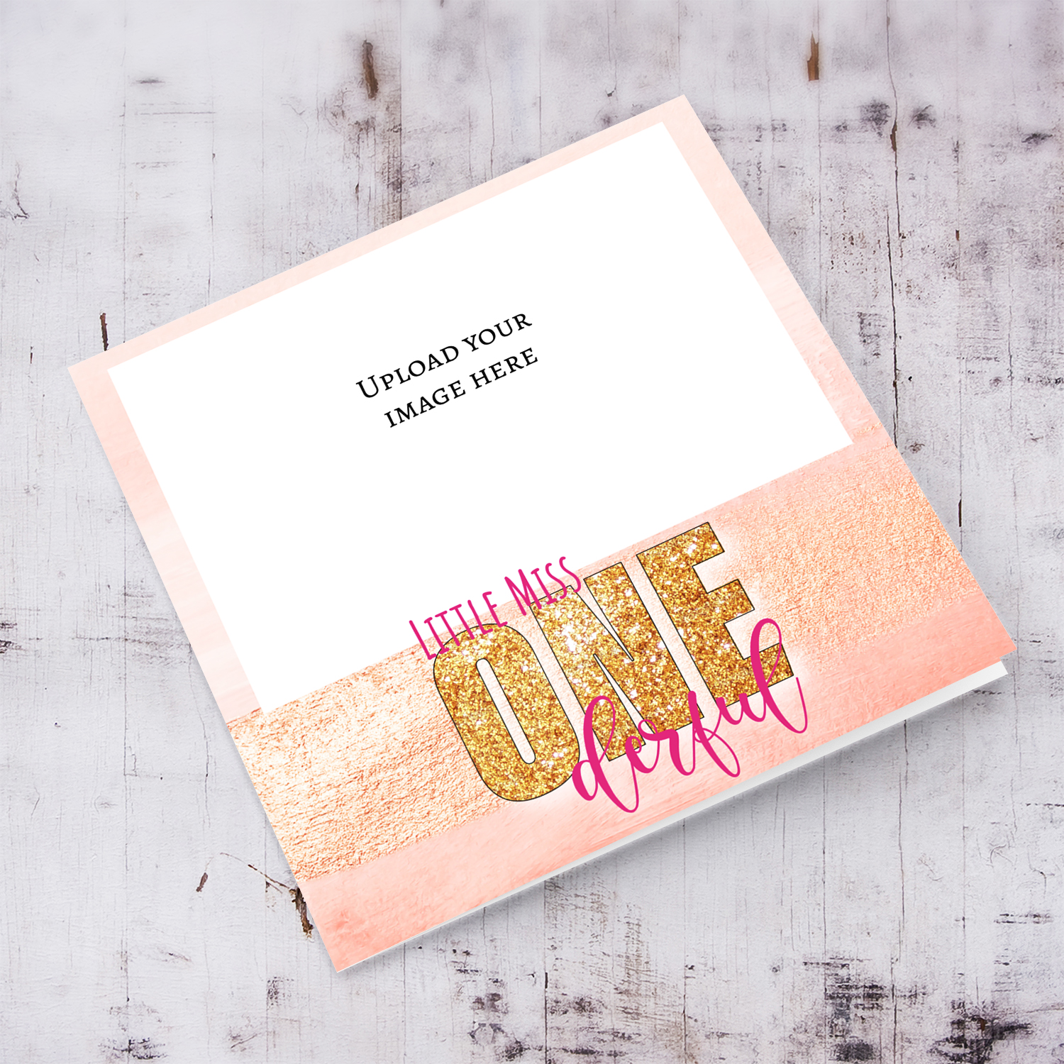 First birthday Little Miss ONEderful photo birthday card for girls in English