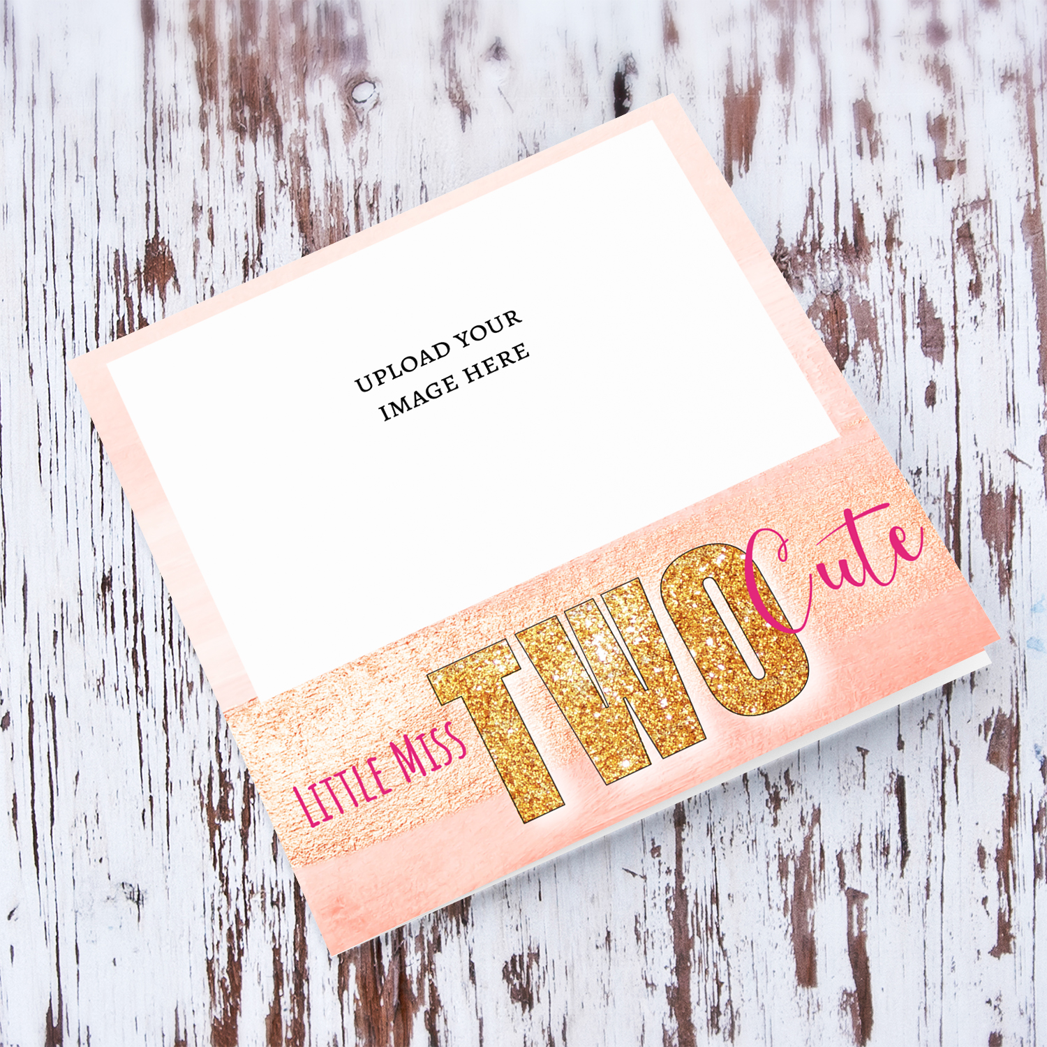 Second birthday Little Miss TWO Cute photo birthday card for girls in English
