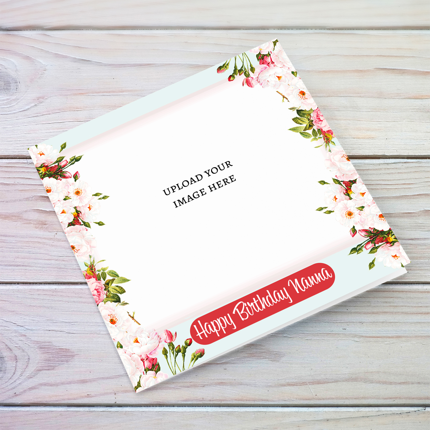 Floral themed photo birthday card for Nanna / Grandma in English
