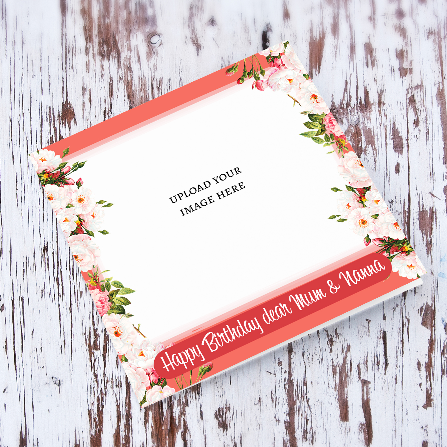 Floral themed photo birthday card for Mum & Nannain English