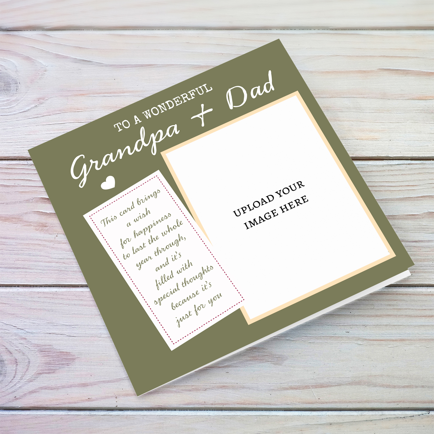 Photo birthday card for Grandpa & Dad with a special message, in green background (English)
