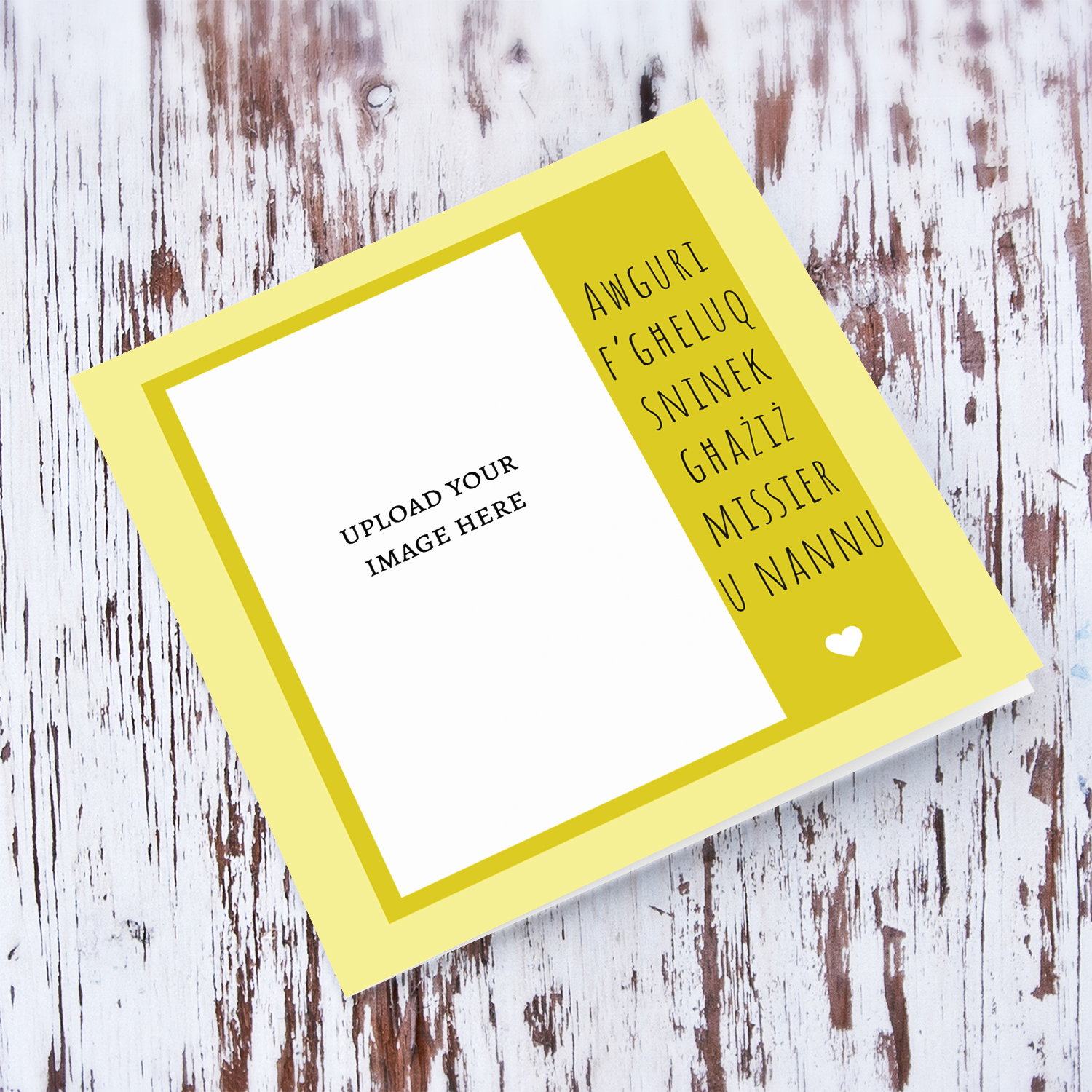 2 in 1 photo birthday card for dad and grandpa in shades of yellow in maltese