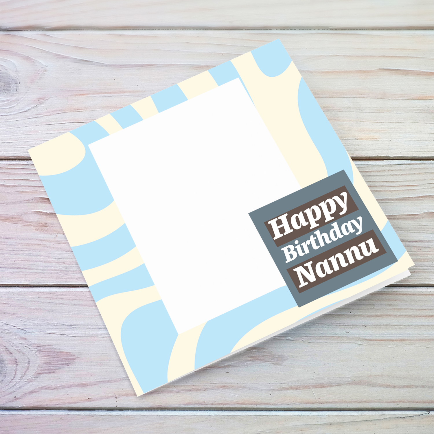 Light blue waves photo birthday card for Nannu in English