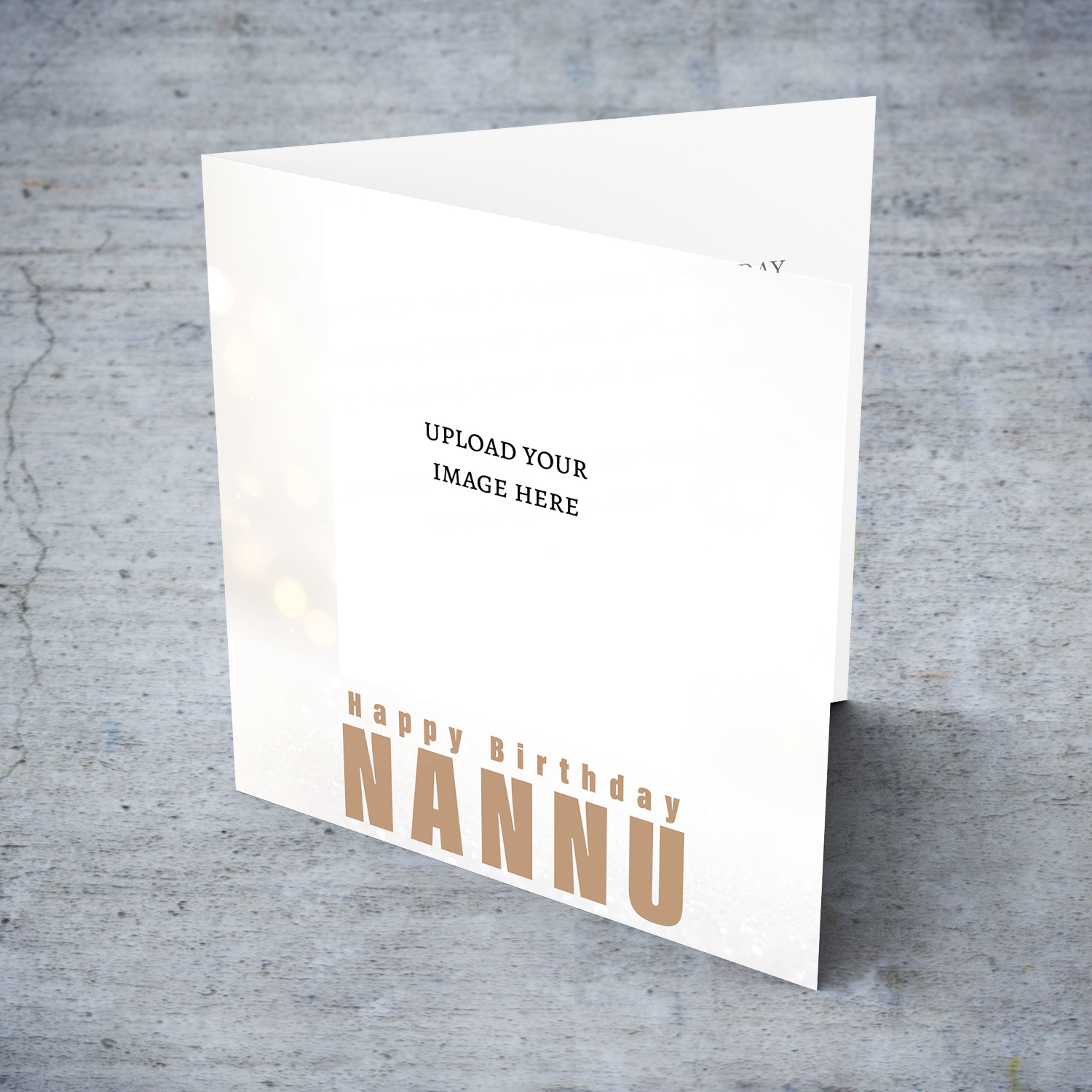 A photo birthday card for nannu / grandpa in a light background with bokeh effect in English