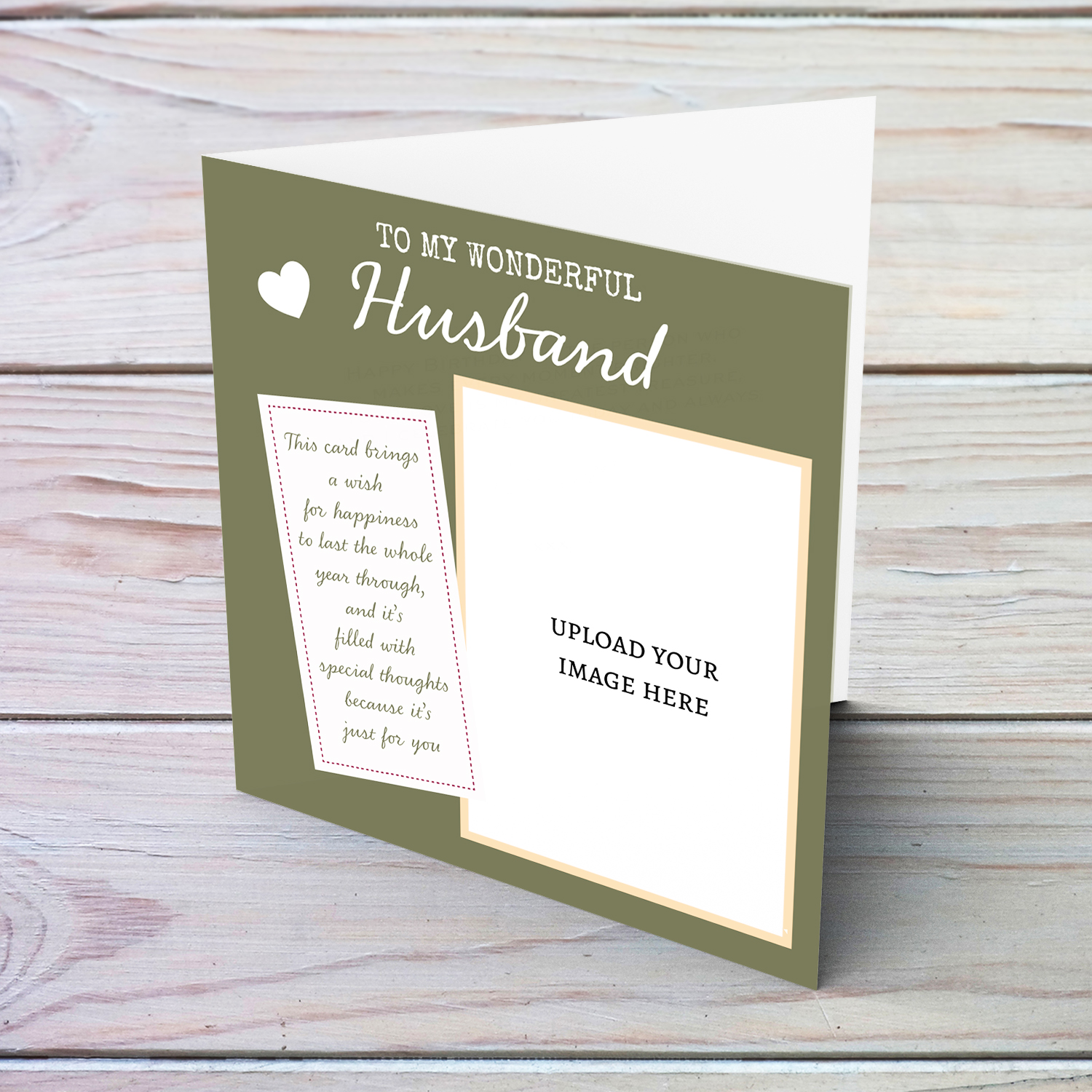 Photo birthday card for Husband with a special message, in green background (English)