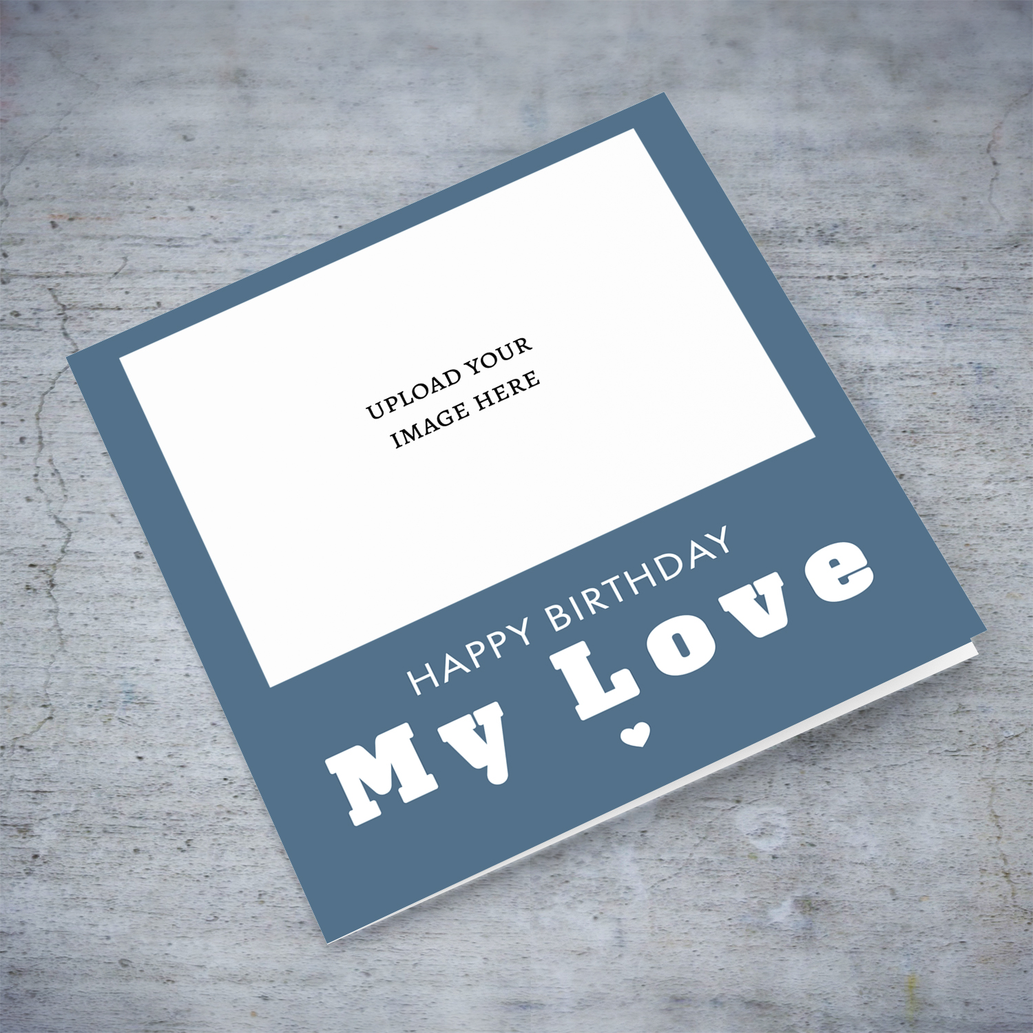 Happy Birthday My Love minimalist photo card in dark blue background and white text in English