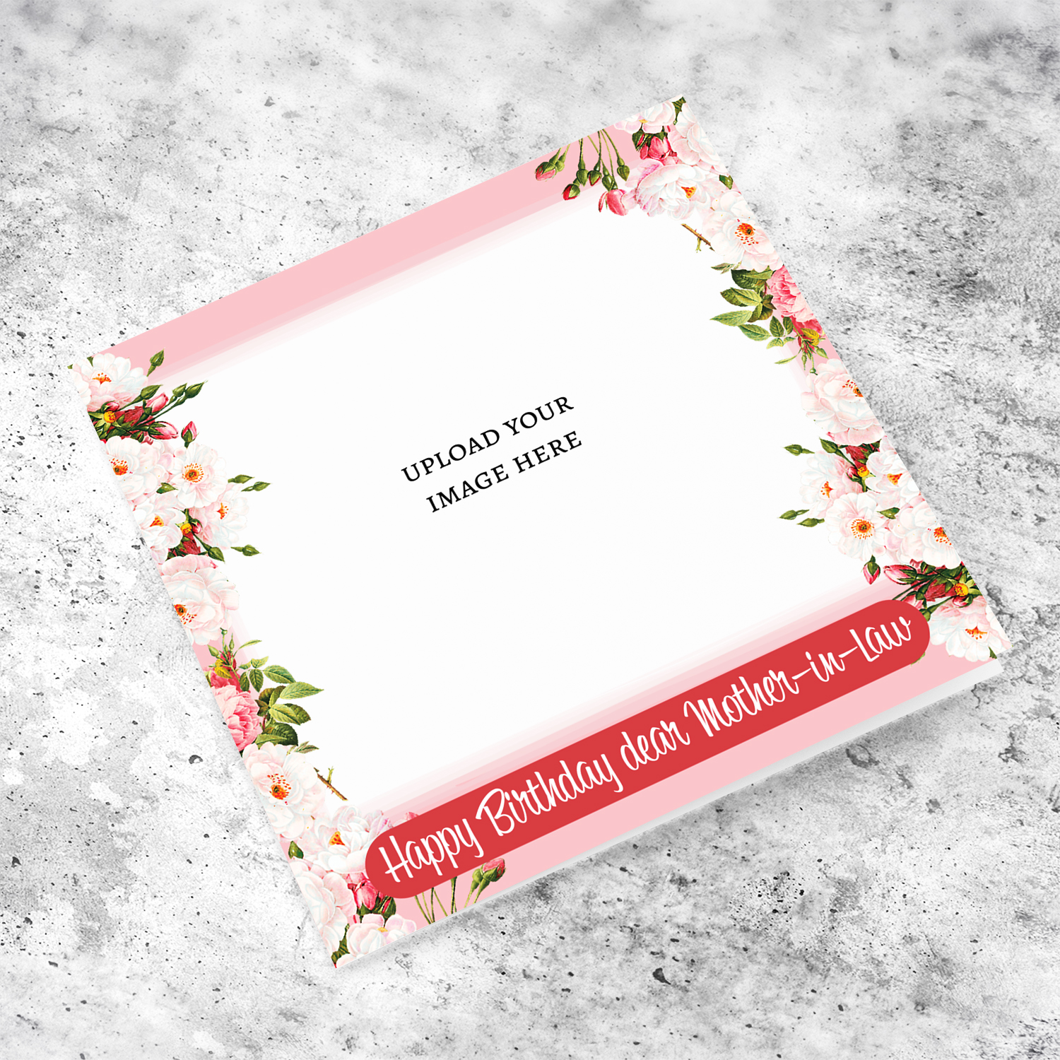 Floral themed photo birthday card for Mother in law in English